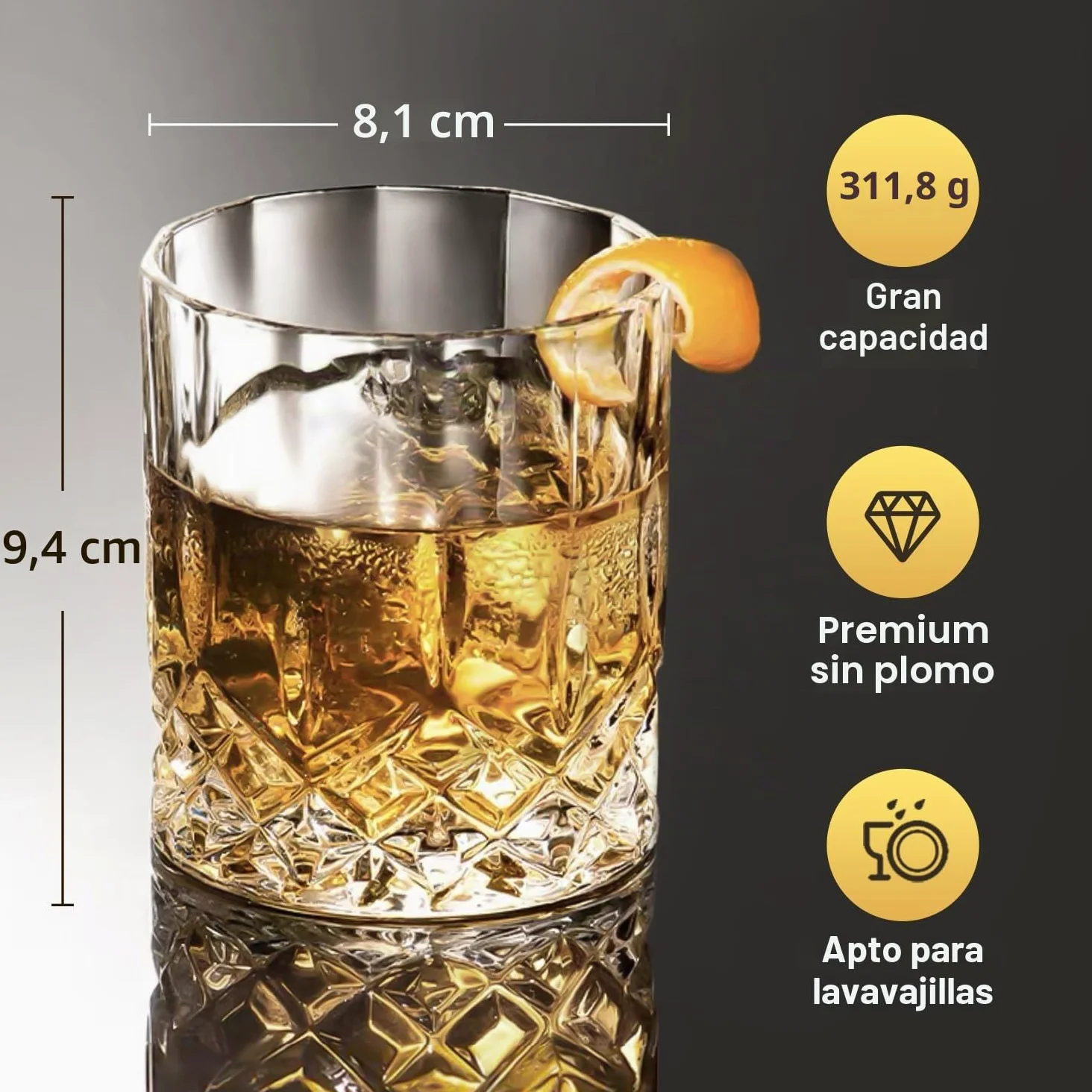Vasos de whisky – Juego de 6 vasos de 325 ml para whisky escocés, ron, bourbon y más | Vasos de 325 ml aptos para lavavajillas para whisky, bourbon, escocés, ron, cócteles y regalos