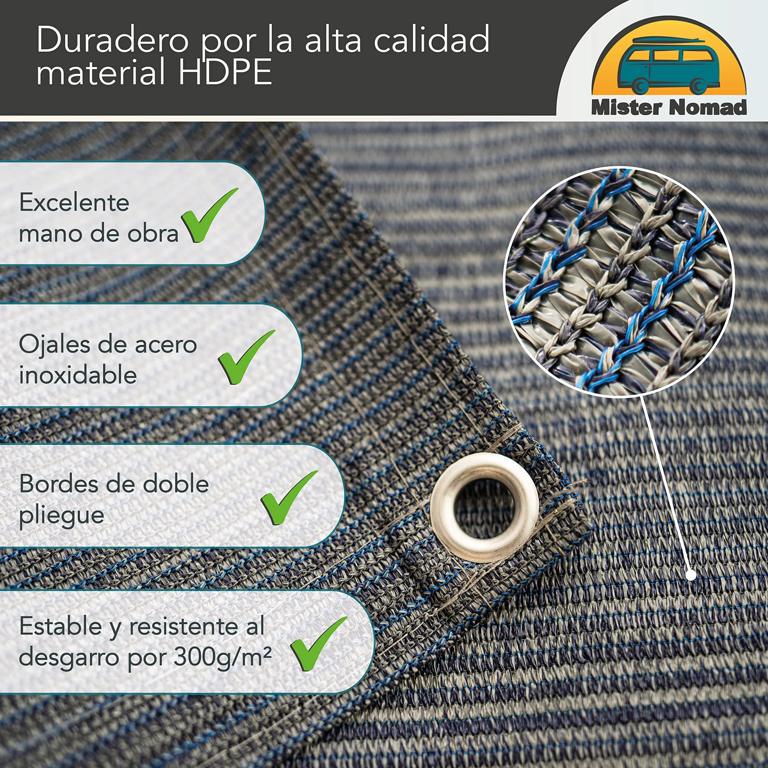 Mr Nomad Alfombra Camping 300 g/m² Transpirable 3 x 2,5 m Suelo Toldo Caravana