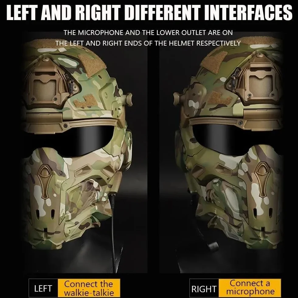 ACEXIER Casco táctico Airsoft con Auriculares Integrados, antivaho, Casco de Asalto, máscara extraíble, Equipo de Paintball, Airsoft, Casco de protección