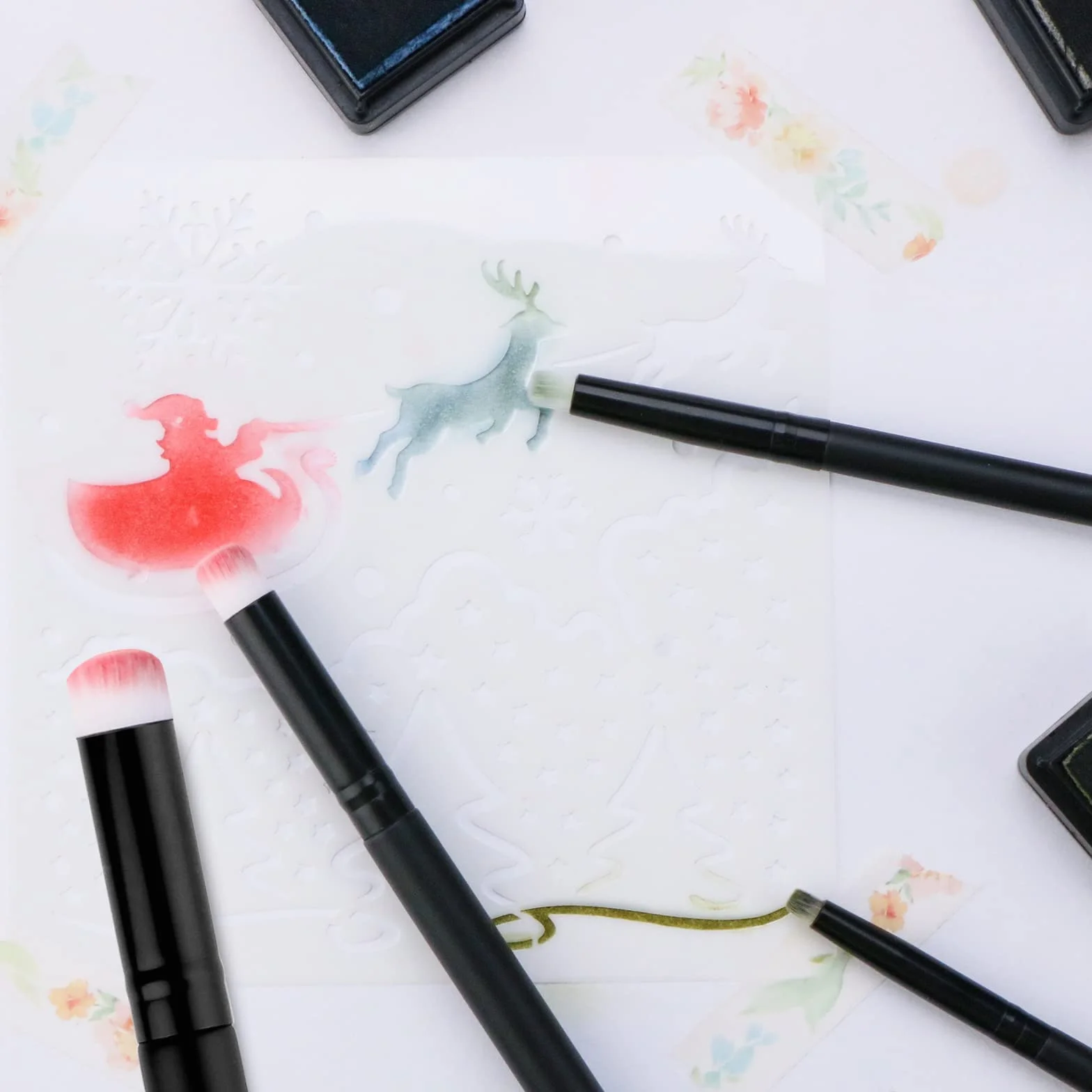 UNIMEIX Mini pinceles de mezcla para hacer tarjetas, juego de pintura seca en miniatura, pinceles de pintura de fondo para mezclar pequeños pinceles de acuarela (4 unidades)