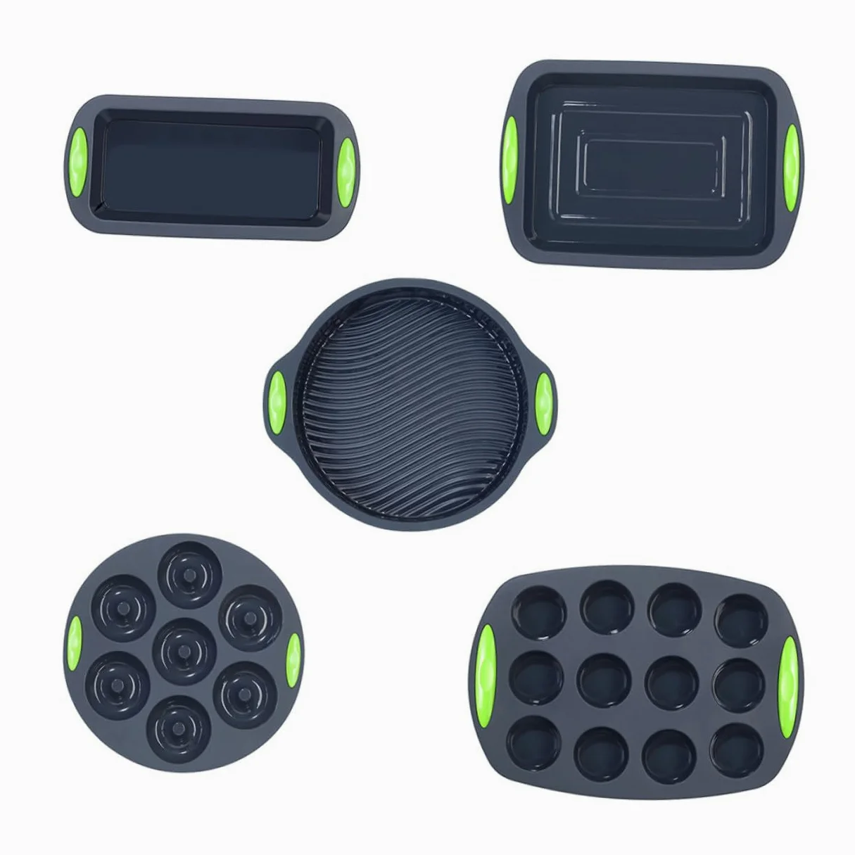 Luxshiny Molde para Hornear Pasteles 5 Piezas de Silicona Gris, Kit Práctico para Repostería y Bizcochos en Horno