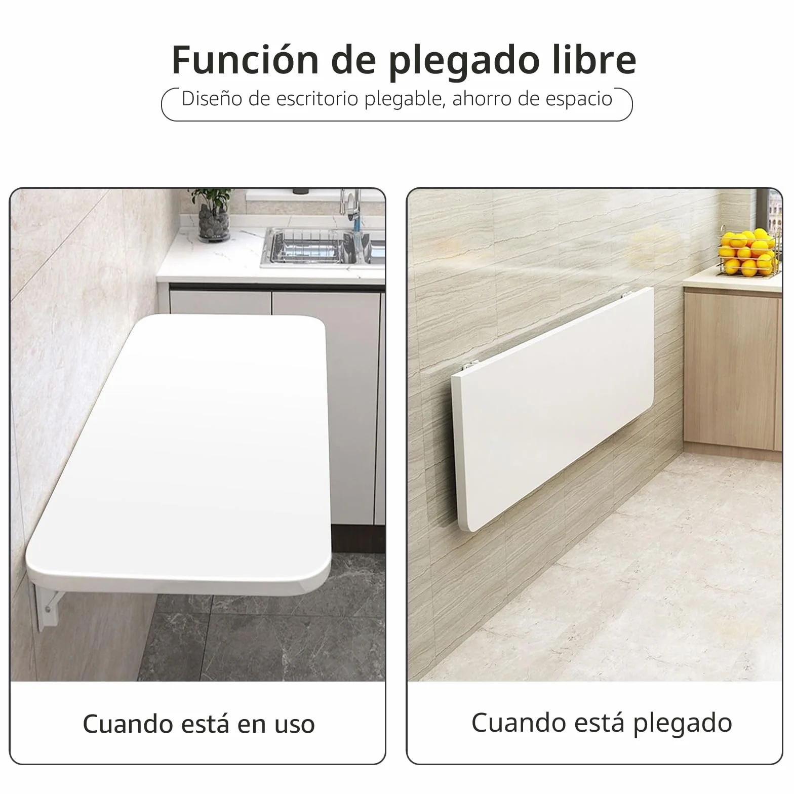 RELOVE Mesa flotante para comedor o cocina, plegable, invisible, repisa para ordenador flotante, para el hogar, mesa de lavandería plegable (80 x 50 x 1,6 cm) color blanco