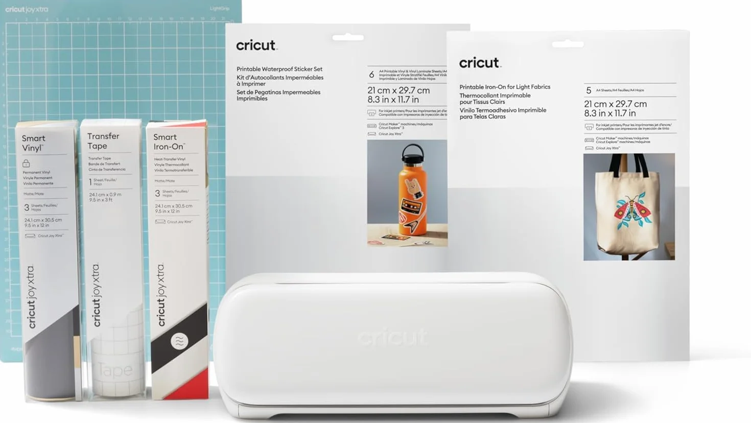 Cricut Joy™ Xtra, máquina Smart paquete inicial, edición 2025, máquina compacta Smart — para pegatinas color, tarjetas pers., camisetas, calcomanías de vinilo y más.