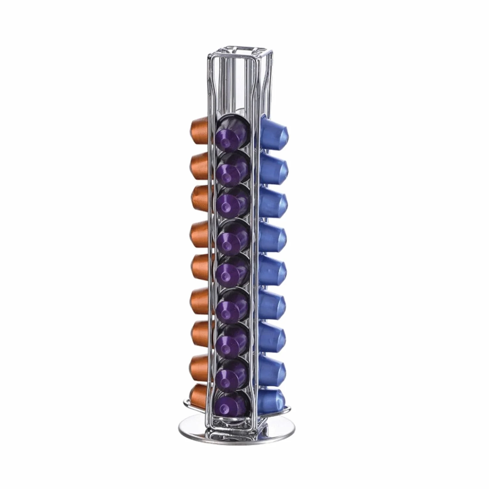Soporte for cápsulas de café, Compatible con Nespresso, | Carrusel de cápsulas de café giratorio 360 60 cápsulas de café(40-Slivery)