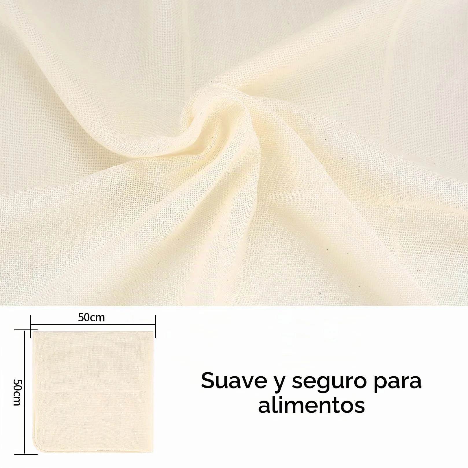4 Piezas Telas Filtrantes Reutilizable, Paños de Muselina para Cocinar, 50 x 50 cm Tela para Queso de Algodón, Filtro de Algodón para Colar Leche de Almendras, Zumos, Batidos de Frutas
