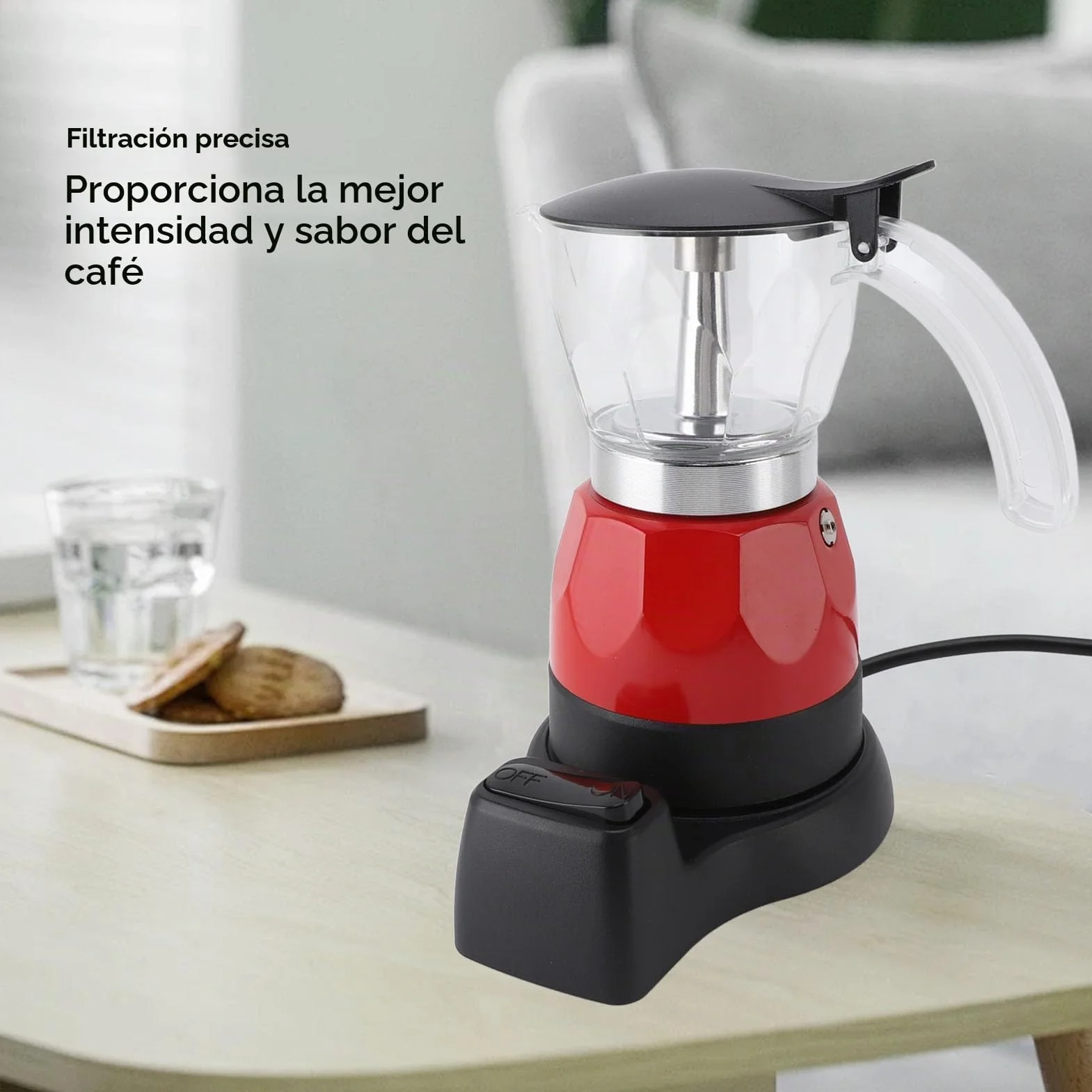 Italiana Eléctrica, 150ml 3 Tazas Moka Pot de Aluminio Percolador Eléctrico con de Filtro Preciso, Función Antigoteo, Operación Rápida y Piezas Fáciles de Limpiar,