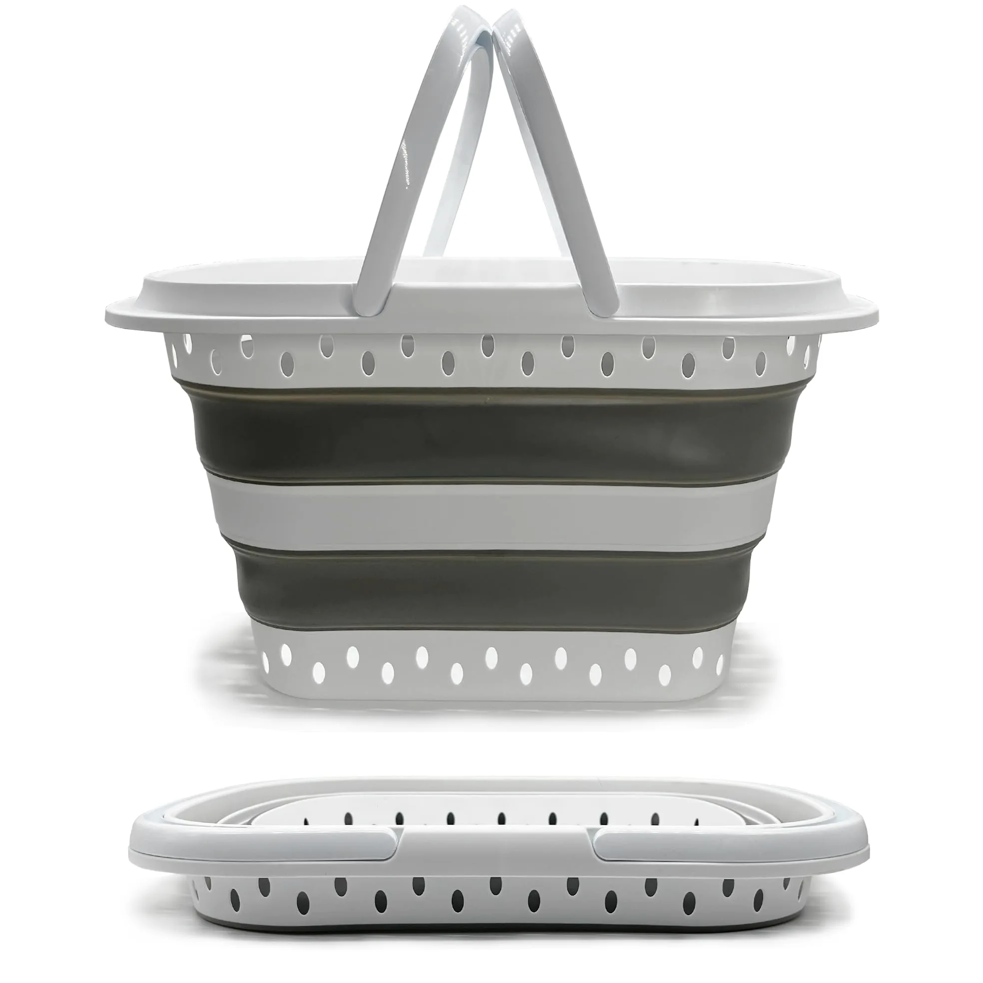 Cesto Plegable de Colada 32L CIA&CO, Cesta de Ropa Plegable de Silicona con Asas, Compacta y Portátil, Ahorra Espacio, para Lavandería, Camping, Cocina, Fregadero y Limpieza