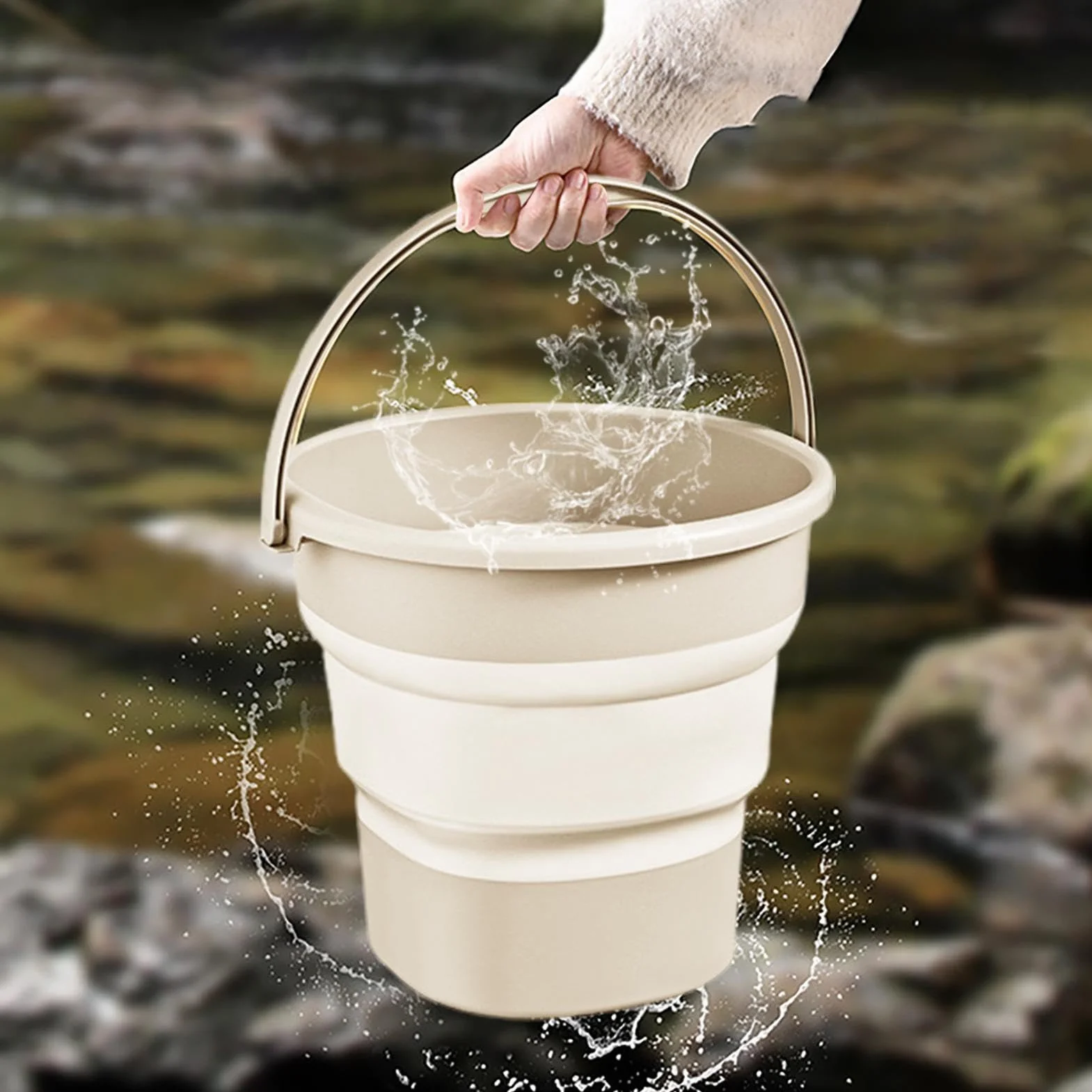 Cubo de agua plegable portátil de 9 litros para lavado de autos, hogar, pesca y viajes
