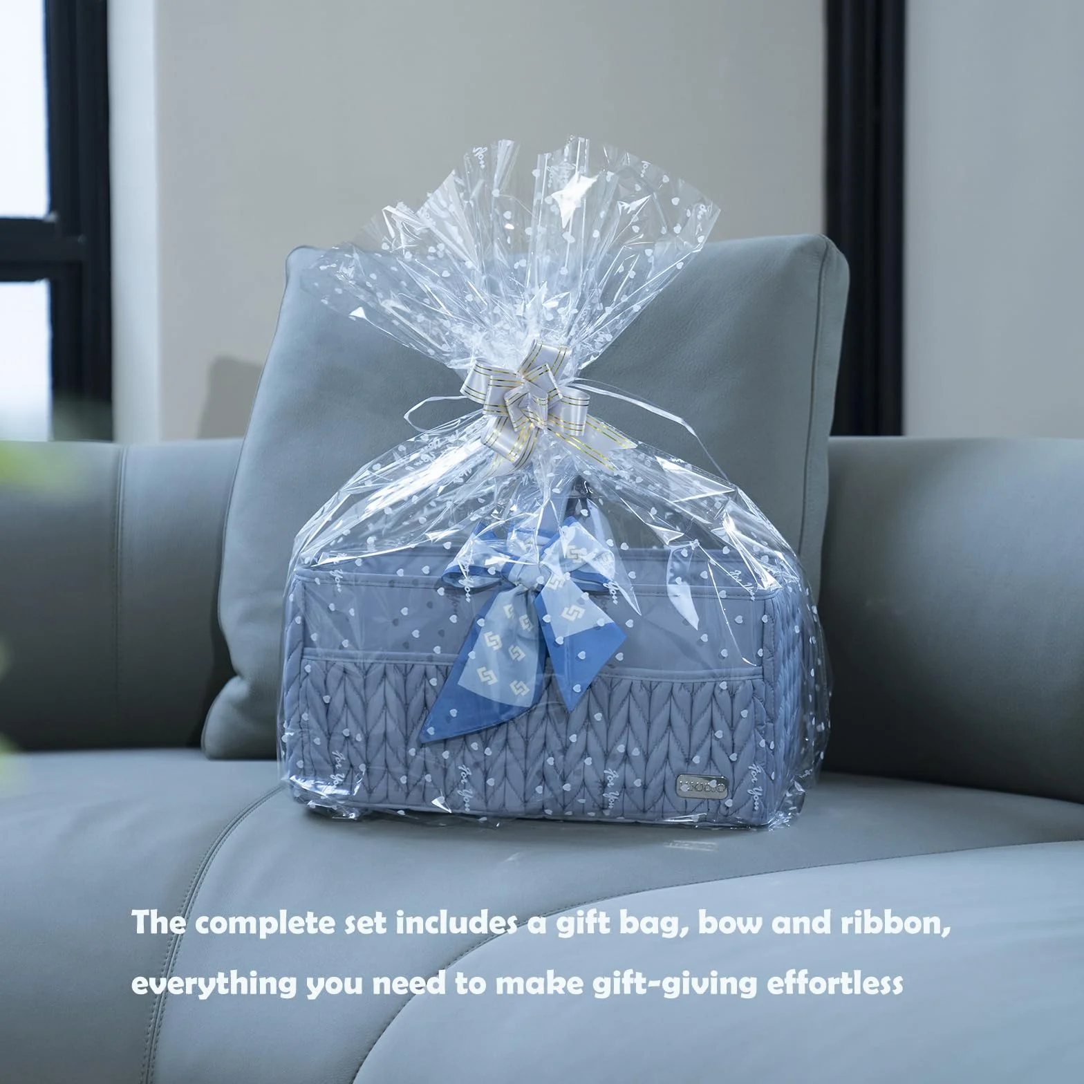 Organizador de pañales cesta almacenamiento portátil para recién nacidos baby shower azul ceniza