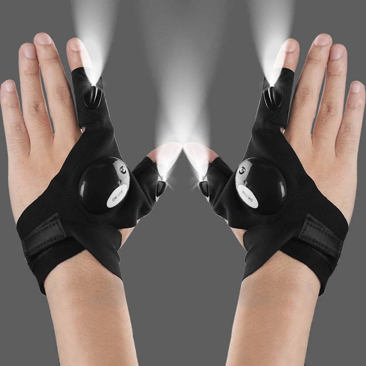 Guantes de linterna LED para exteriores, guantes de trabajo con luz para pesca y camping