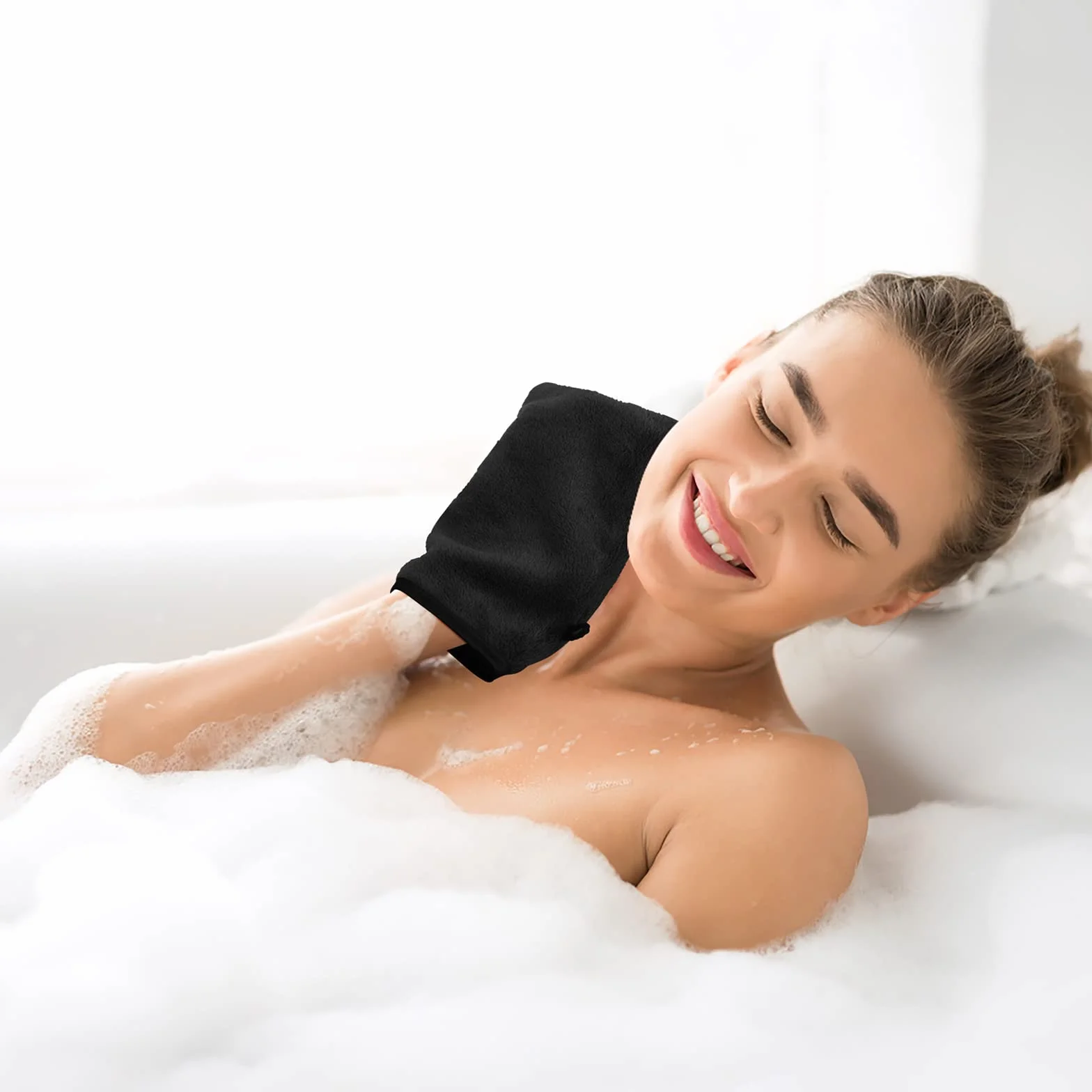 PHOGARY Paquete de 10 Piezas de Manoplas de baño Guantes para lavarse tamaño 15x21 cm manopla de Franela Suave para la Cara, Negro
