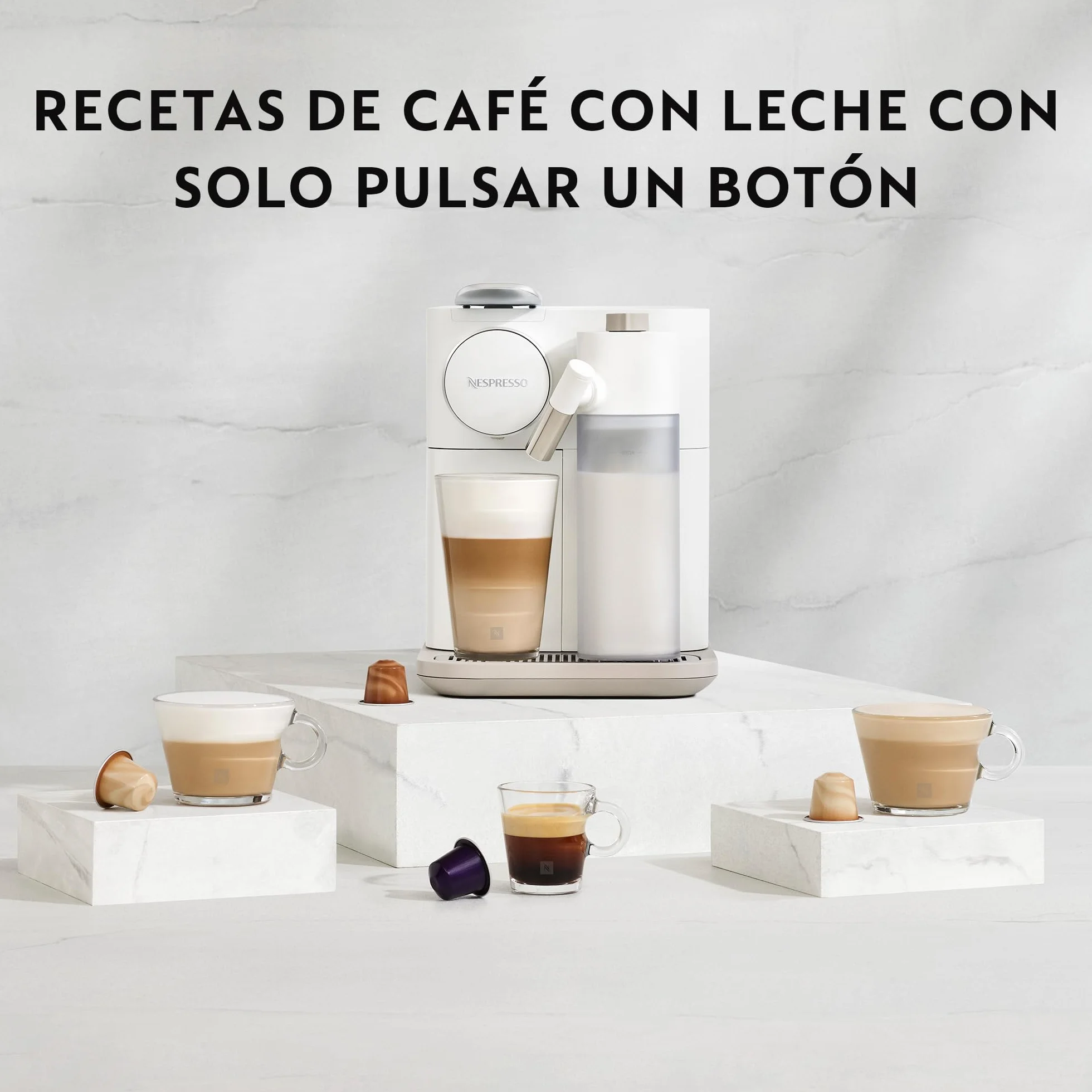 De'Longhi Nespresso Gran Lattissima EN640.W, Cafetera Automática, Cafetera de Cápsulas Monodosis, Leche Espumada Automática, Presión 19 Bares, Cappuccino, Latte, 1400W, Blanco Fresco Vitalidad