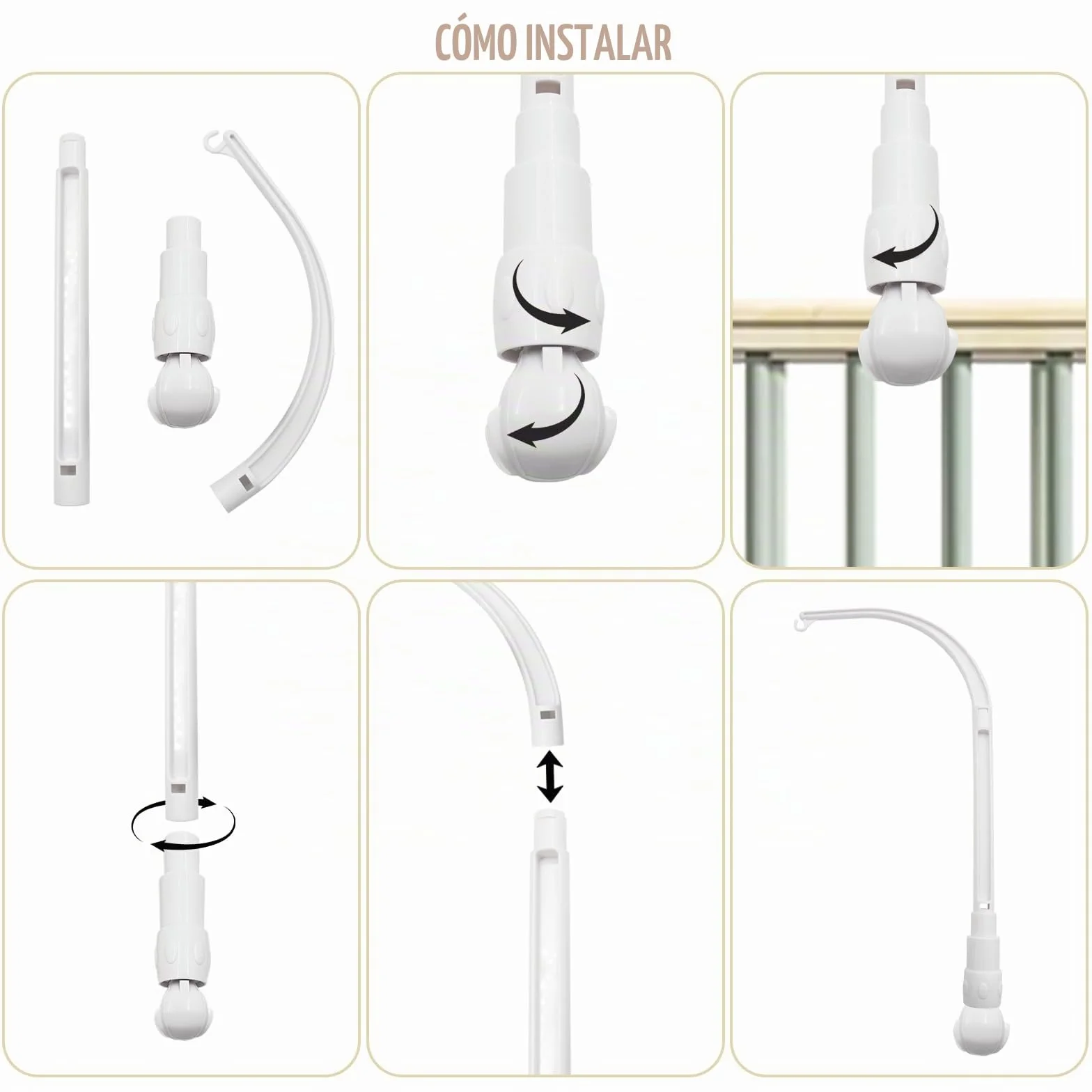 AolKee Baby Mobile Hanger 58cm abnehmbare verstellbare Halter Krippe weiß
