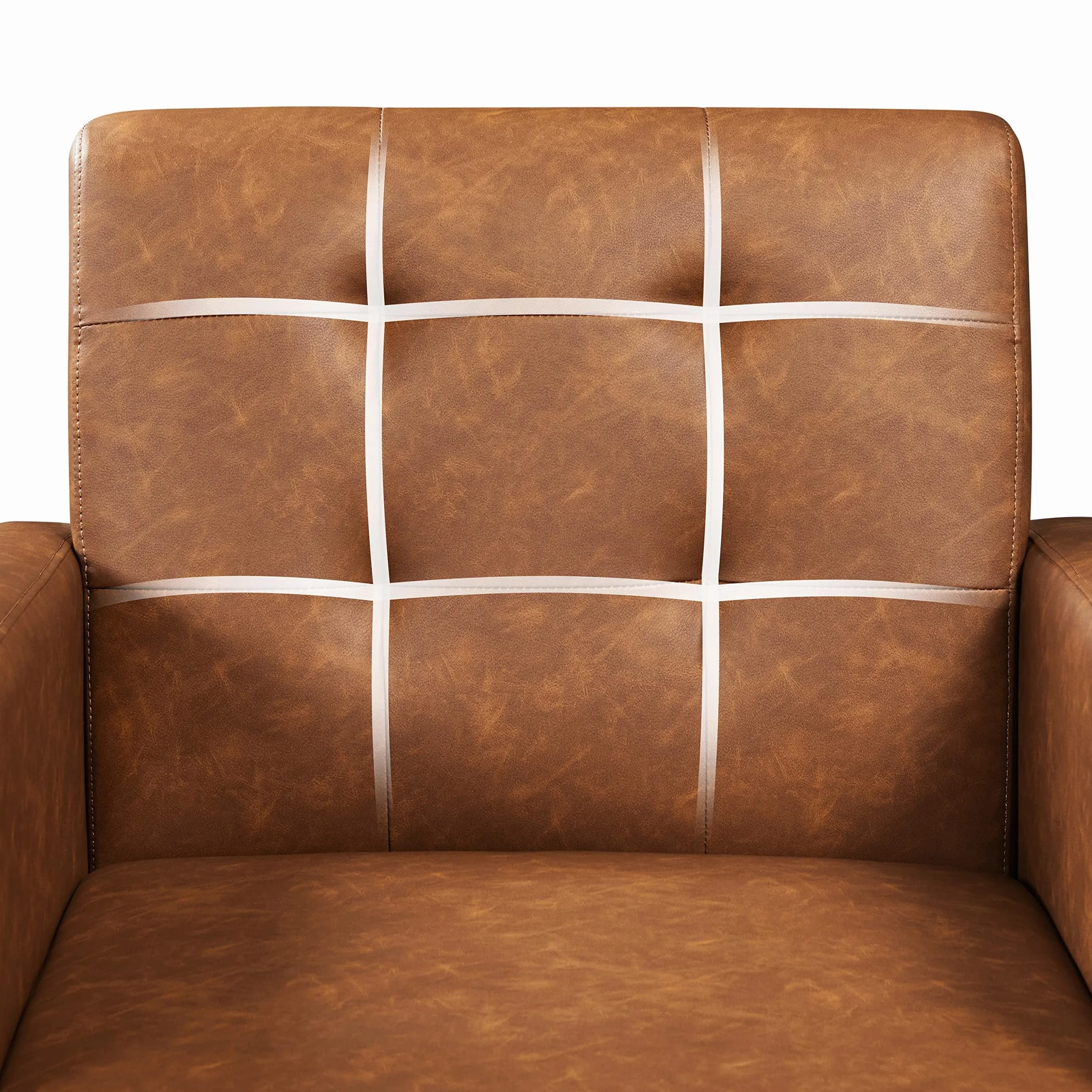 Yaheetech Butaca de Salón Sillón Lectura Tapizada en PU con Respaldo Alto y Patas de Madera de Caucho Sillón Relax Moderno para Salón Dormitorio o Balcón Carga 136 kg Marrón