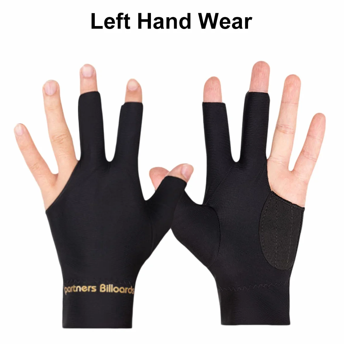 Tokaneit Guantes de Billar Antideslizantes,Guante de Taco de Tres Dedos,Guante de Billar Universal de Tres Dedos,Guantes Elásticos Transpirables,Unisex,por Las Manos Izquierda y Derecha 2 Piezas