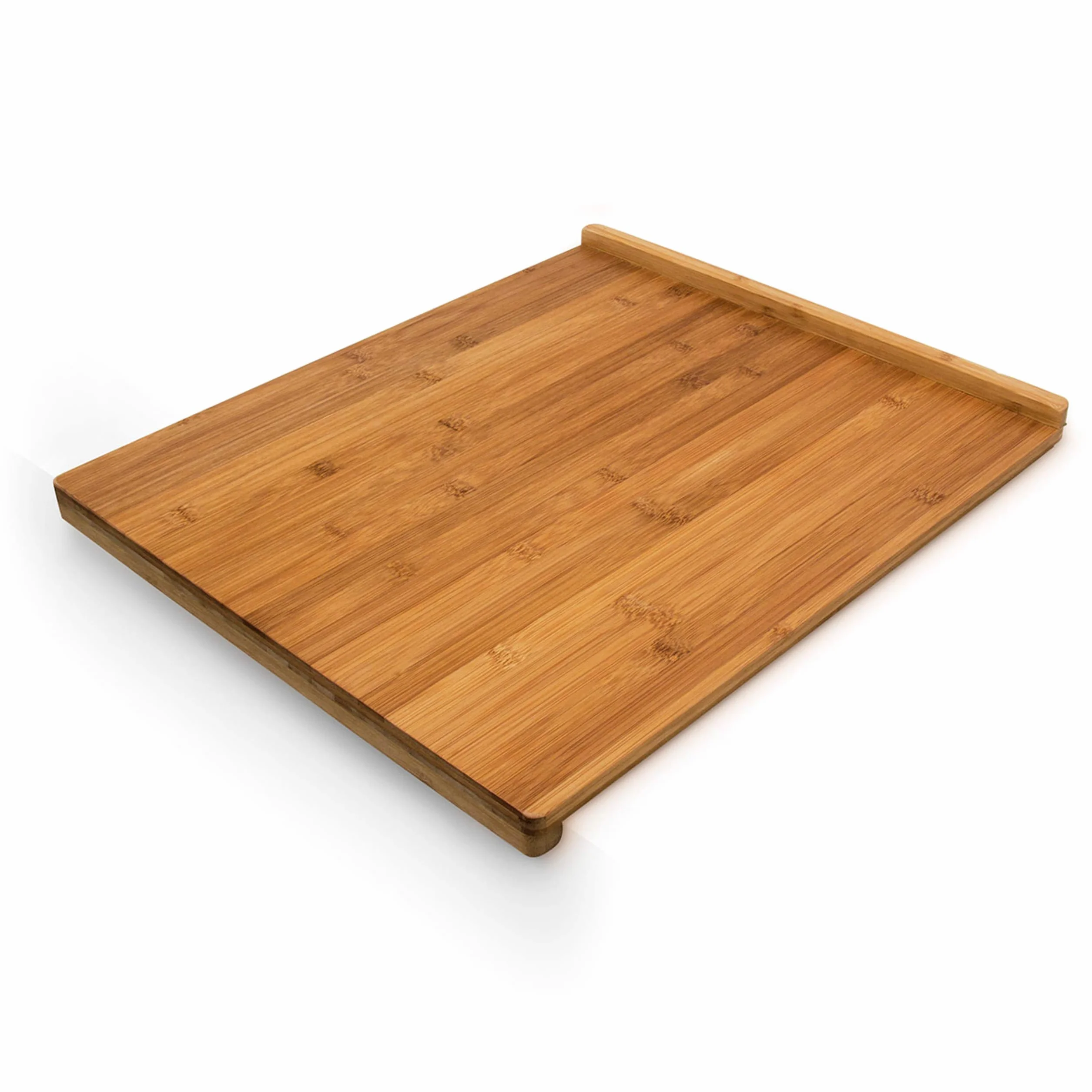 Relaxdays Tabla de Cortar bambú, 2,5 x 38 x 45 cm, Bandeja Corte Carne, Borde Elevado Doble, Reversible, Marrón Natural
