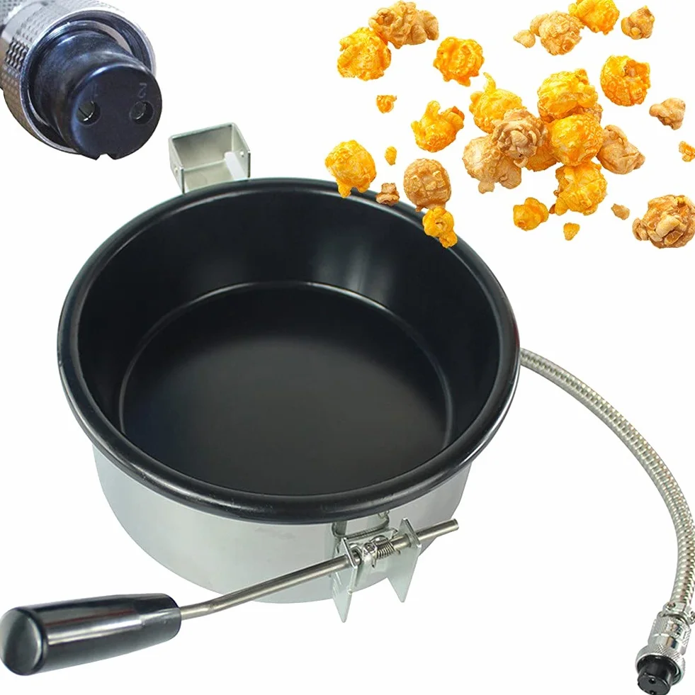 Accesorios para Aire Caliente Palomitero, Olla de Palomitas de Maíz de 230g, Piezas Eléctricas de Manivela Máquina de Palomitera, Sartén Antiadherente Fácil de Limpiar, para DIY(2 holes-15mm)