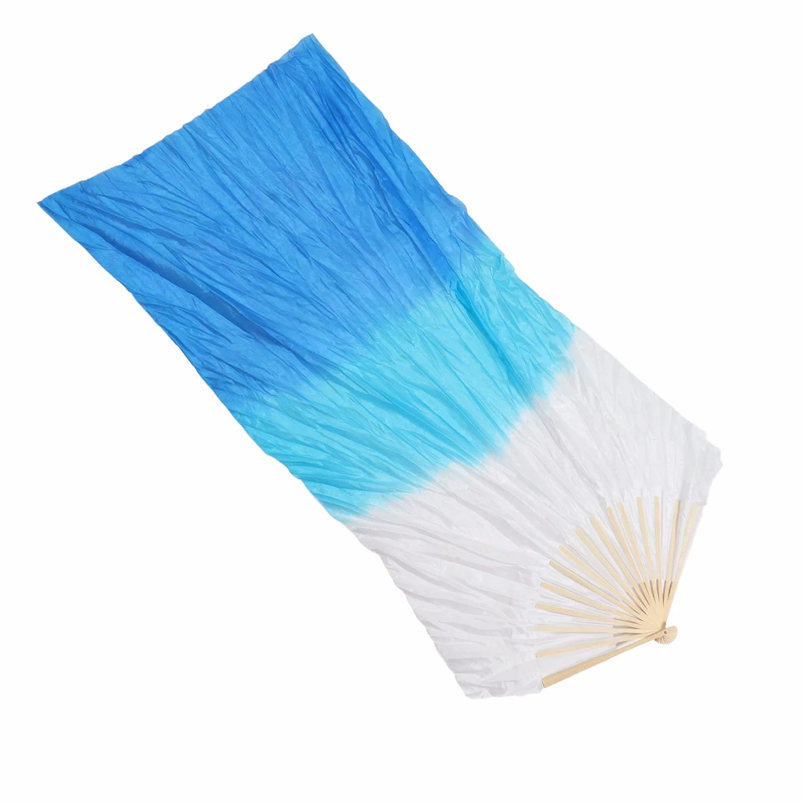 Abanico de Baile Largo 1,5 M Seda con 16 Varillas Resistentes para Danza del Vientre Azul Lago y Azul