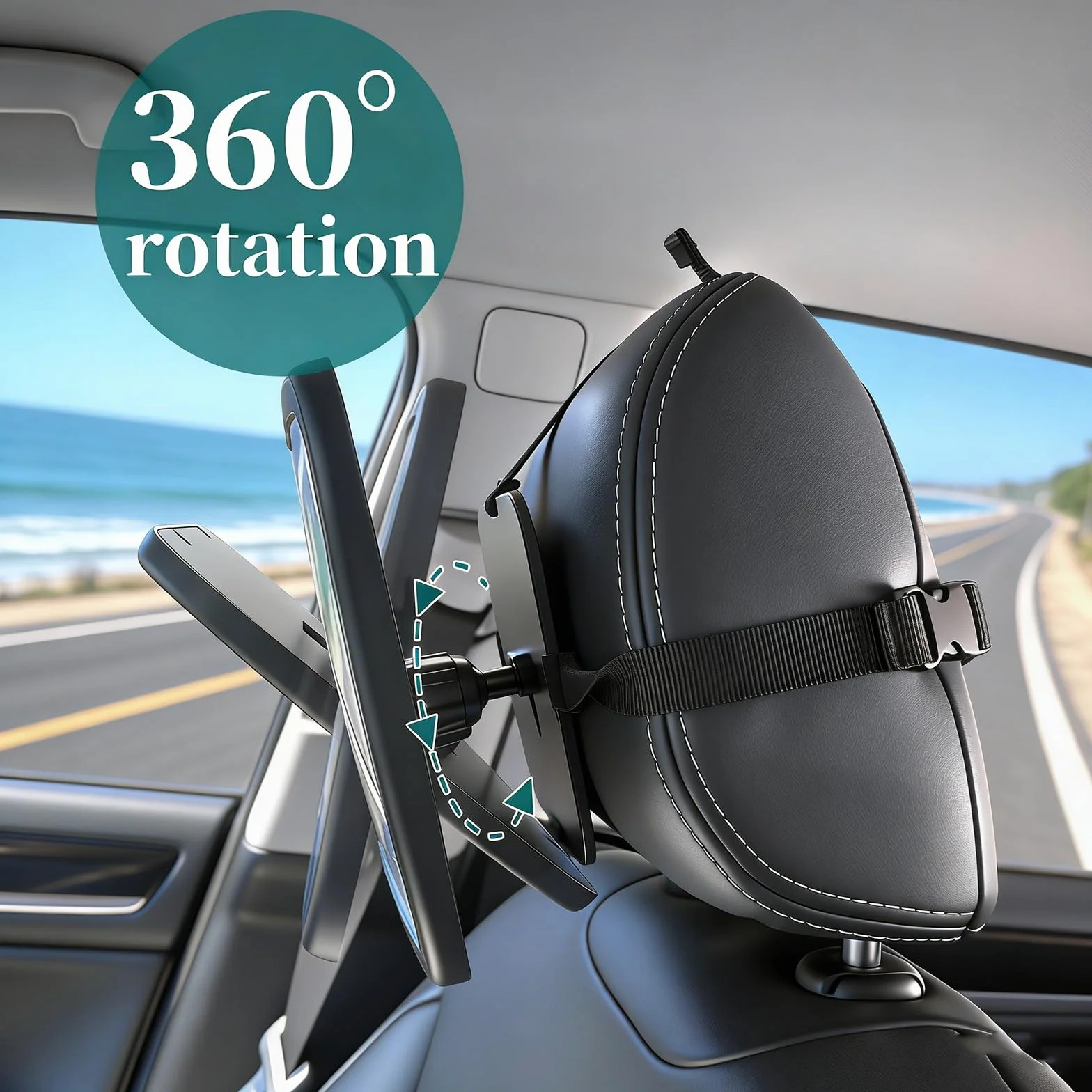 Funbliss Espejo Coche Bebe Asiento Trasero 360° Rotación Vidrio Acrílico Irrompible