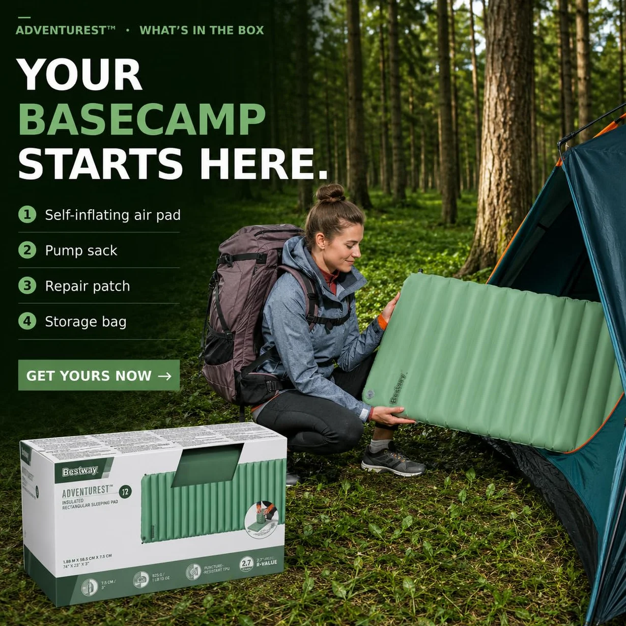 Bestway AdventuRest Esterilla Hinchable Rectangular con Aislamiento