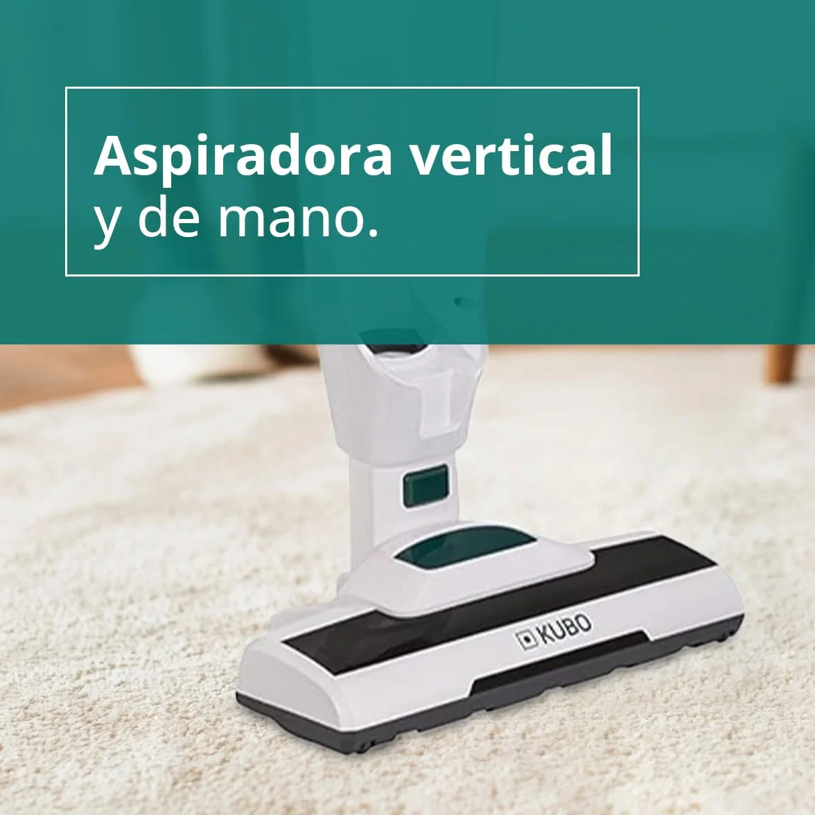 KUBO Aspirador Vertical sin Cable 2 en 1, 3 Accesorios Integrados, 50 Minutos de autonomía, 600ml