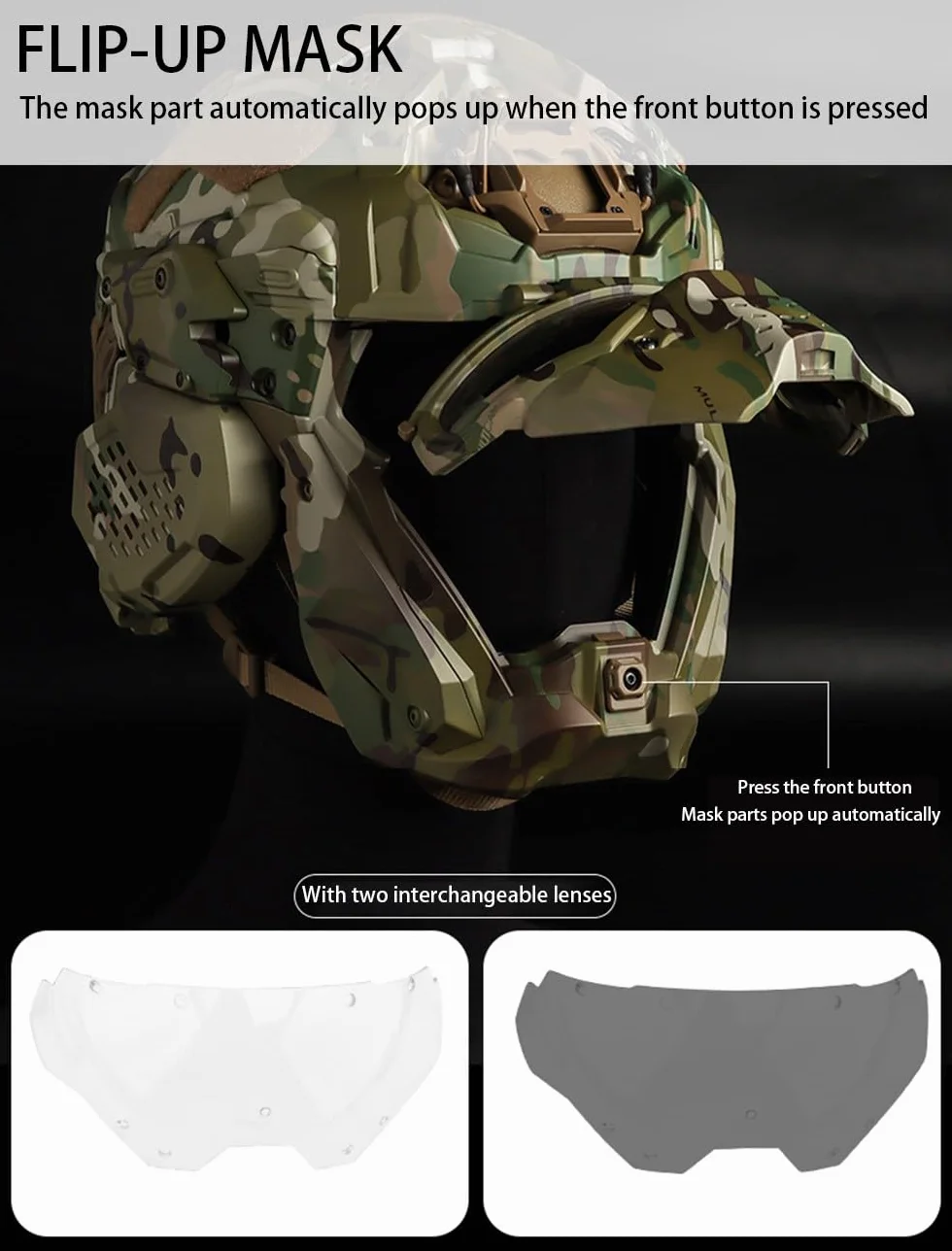 Casco Táctico De Cara Completa con Máscara, Gafas Y Auriculares, Casco De Airsoft Paintball con Ventilador Antiniebla Y Comunicación, Casco Militar para Cosplay, CS, Caza