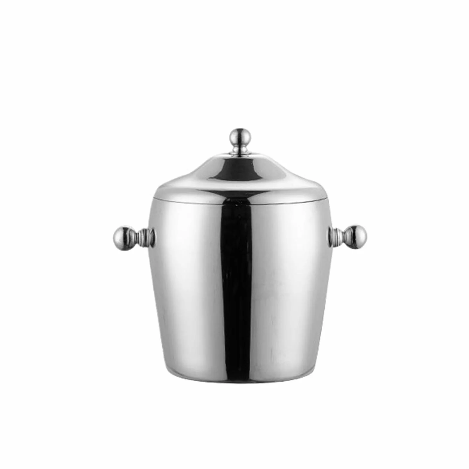 Cubitera Hielo Cubo de hielo acero inoxidable 2 litros con asa doble capa Ice Cube Maker(Silver)