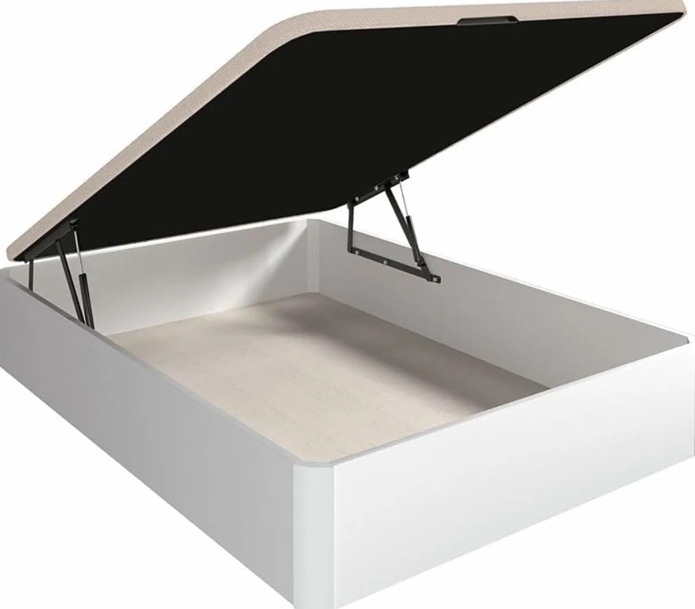 SHIITO | Canapé Ester con Amplio Almacenaje | Tapa Transpirable 3D y Ventilación con 4 Válvulas | Comodidad Premium a un Precio Inmejorable | Acabado Blanco - 90x190 cm