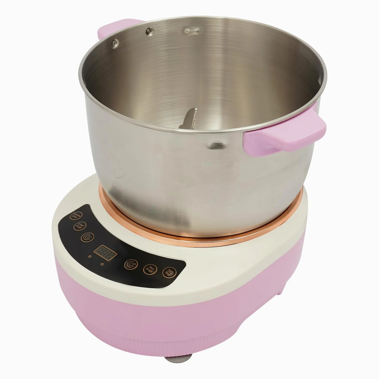 Acero Inoxidable Amasadora Eeléctrica avec Fonction Fermentation | 7 Litros Rosa Maquina de Masa, con Tapa Transparente, Diseño Silencioso, Preparación de Pan y Pasta
