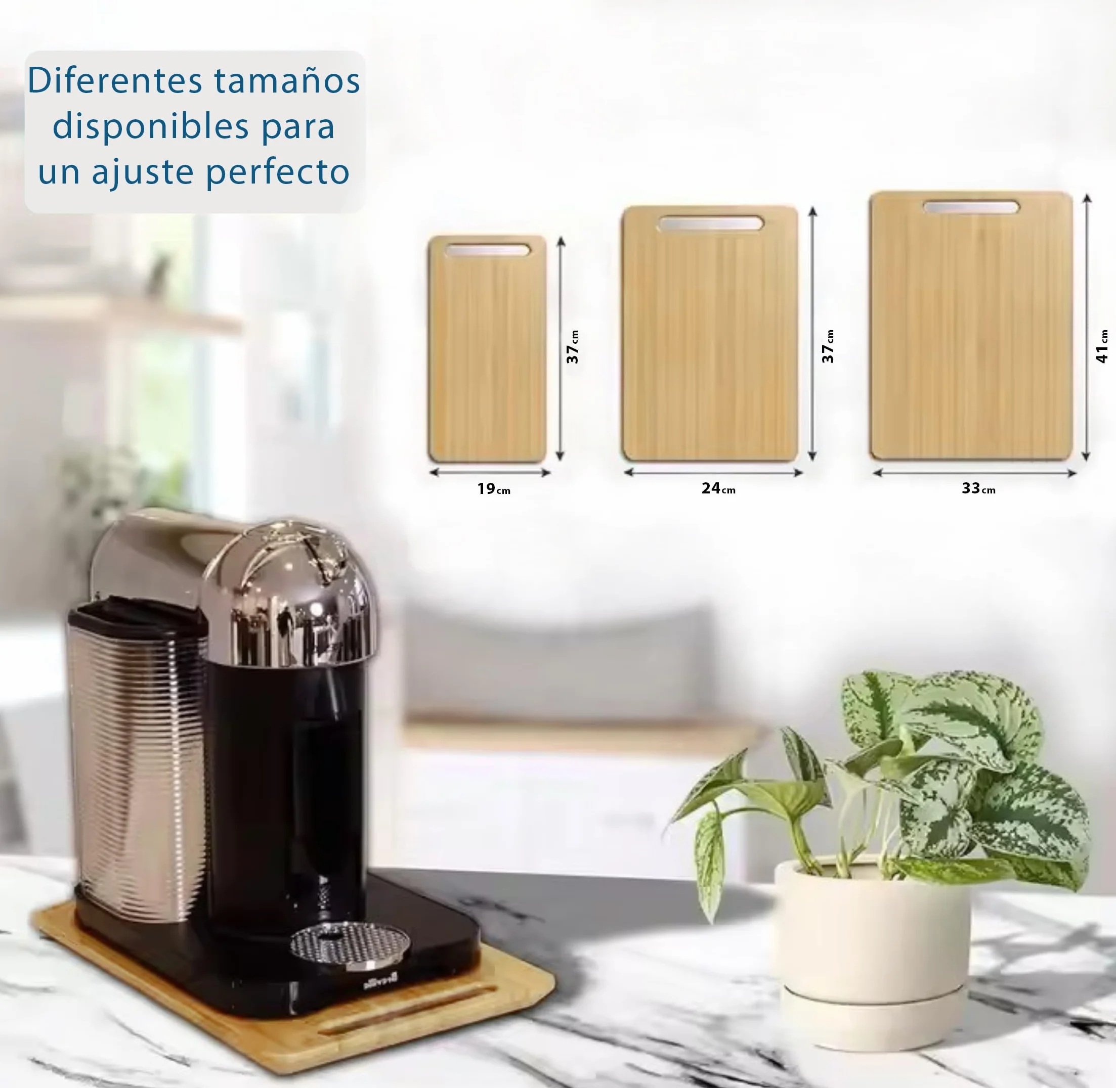 Igma Bandeja Deslizante de Madera Natural para Cafetera y Electrodomésticos - Tabla Deslizante Elegante y Resistente para Cocina - Soporte Deslizante de Bambú (S)