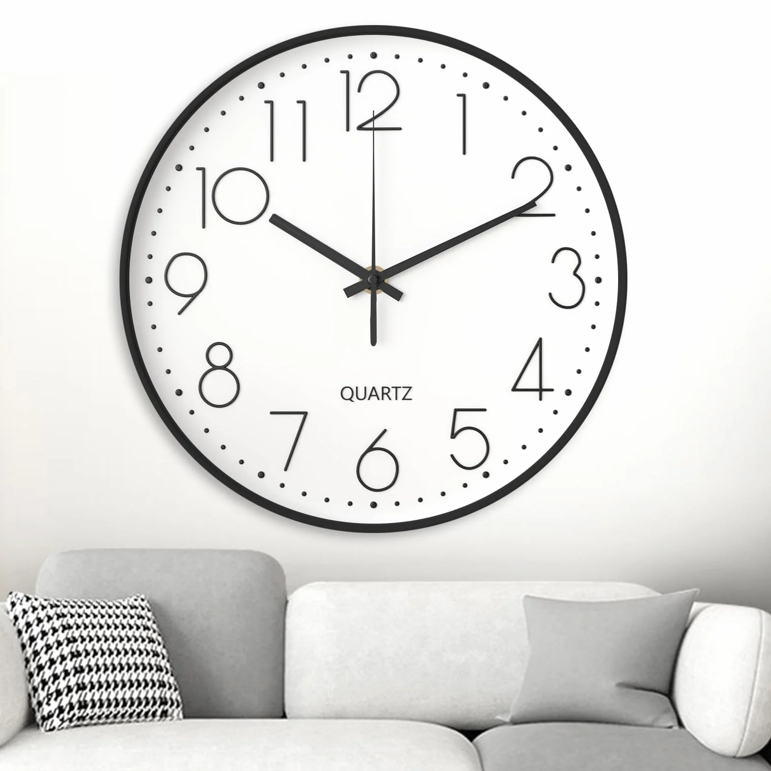 GIBOHOM Reloj de Pared, 20 cm Reloj Pared Silencioso, Reloj de Cocina Pared Redondo, Fácil de Leer Sin Tictac, Wall Clock para Oficina Dormitorio Salon