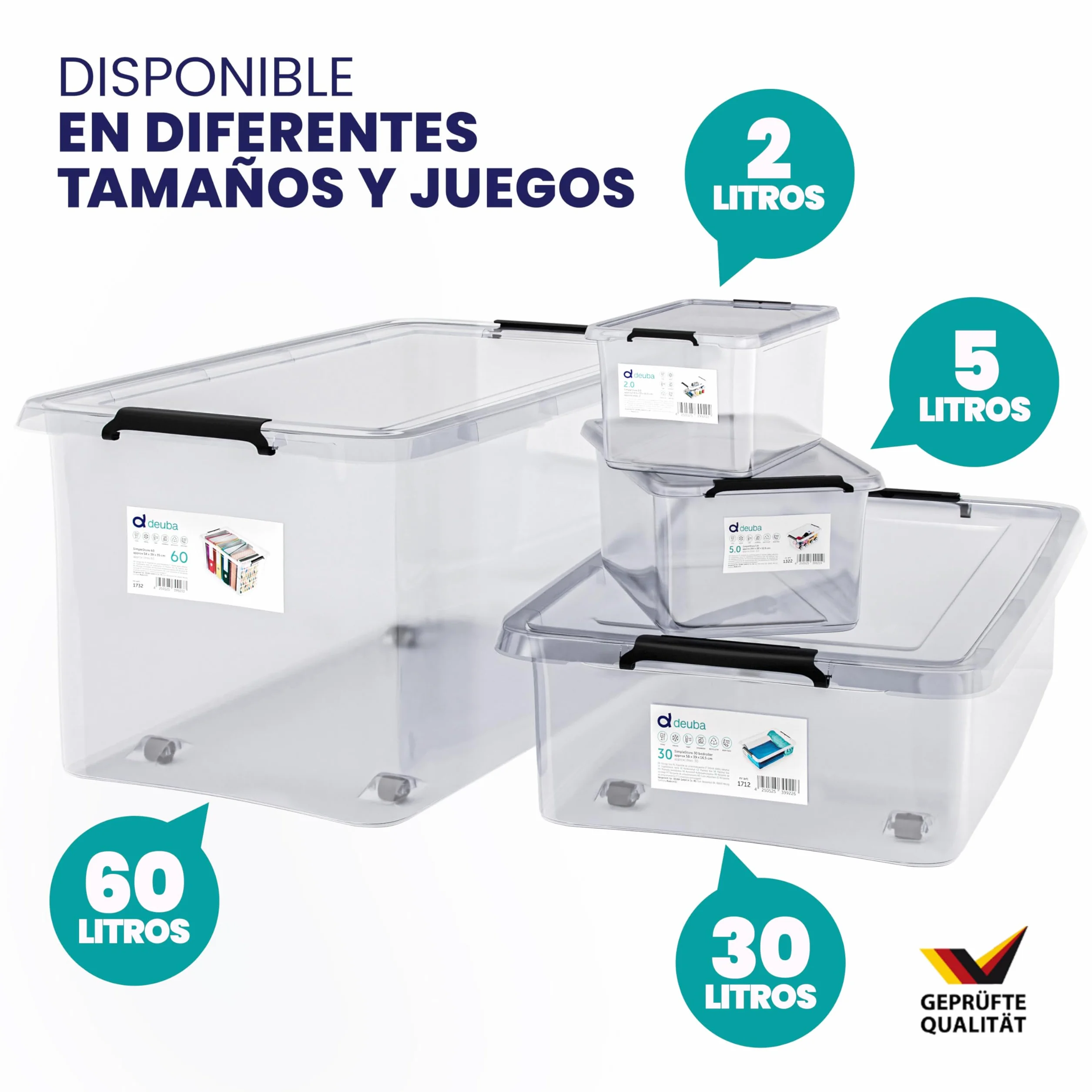 Deuba® 10x Cajas de Almacenaje con Tapa Apilables 2L Transparentes Juguetes Cocina Dormitorio libre de BPA Alimentos
