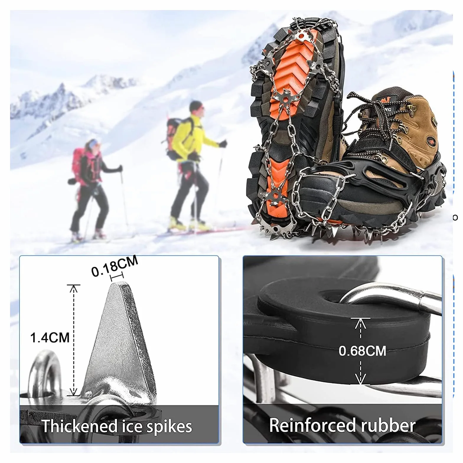 HONYAO Crampones Nieve Hielo Zapatos Ligeros Trail Running Antideslizante Excursiones Pesca Caminata Alpinismo