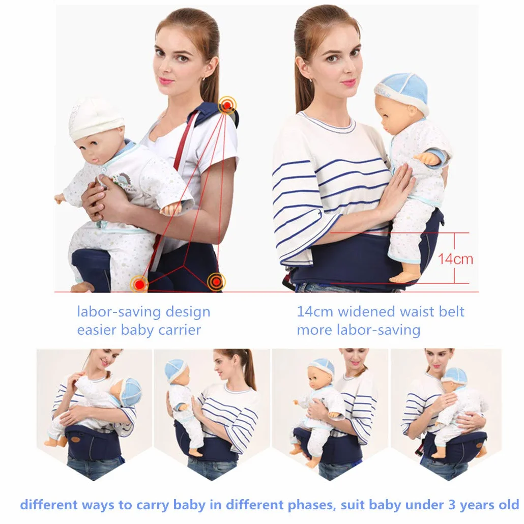 Portador de bebé ergonómico Hipseat con correa de hombro y asiento de cintura para niños pequeños