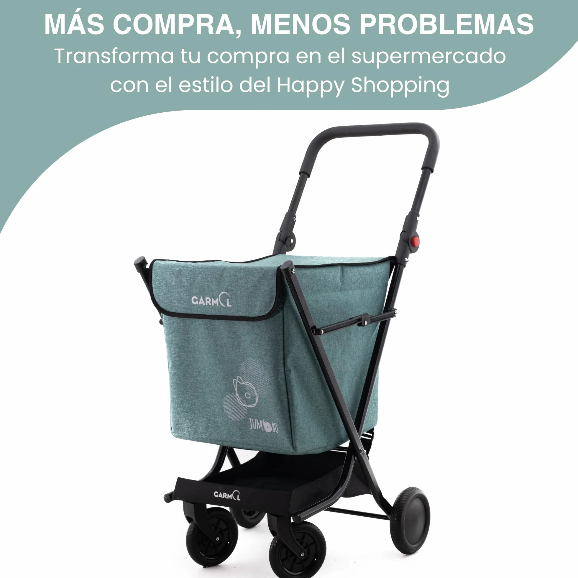 GARMOL Carro de la Compra Plegable 66 litros | Carro de la Compra 4 Ruedas Gran Capacidad | Carrito Compra 4 Ruedas Plegable Color Verde
