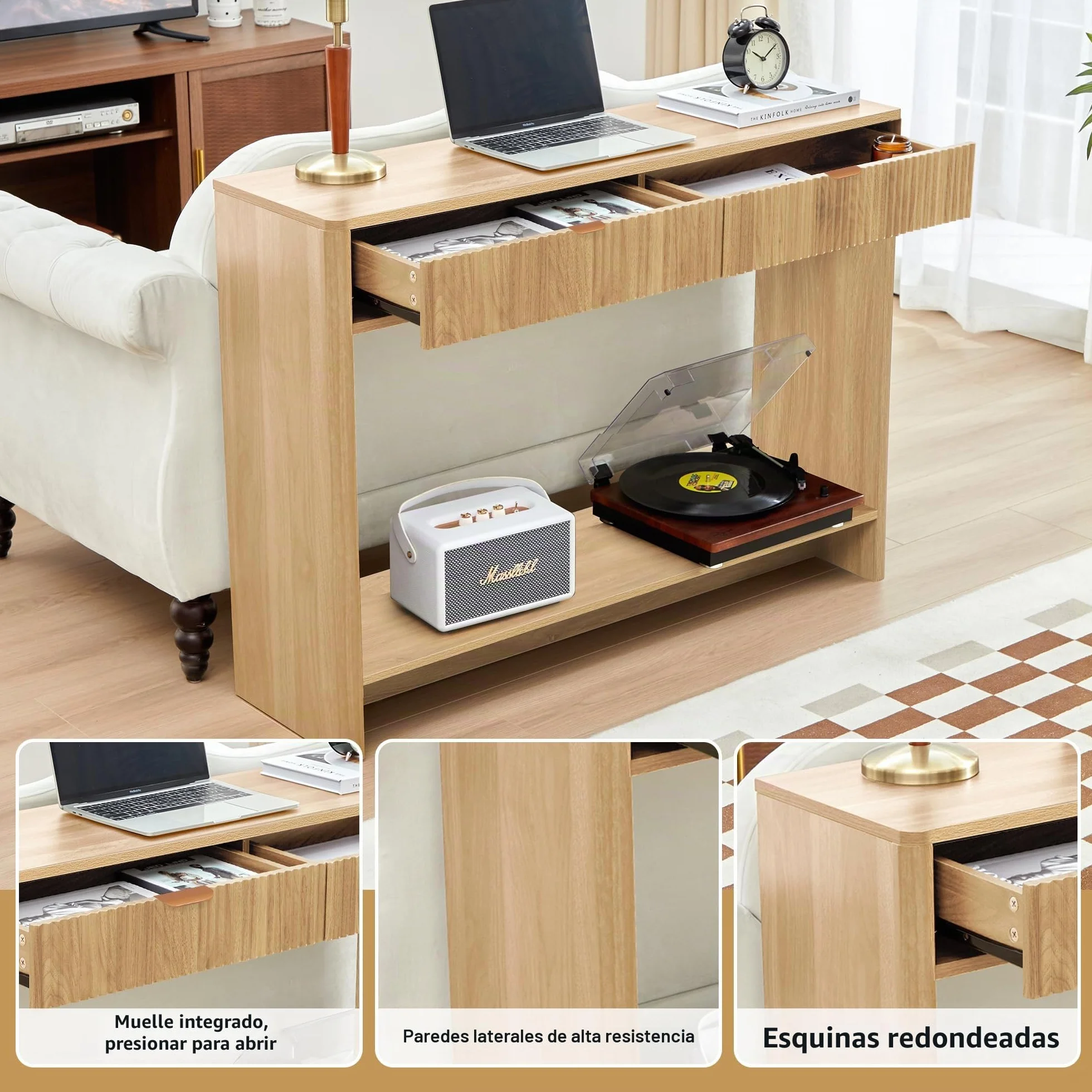 Moderno armario de pasillo con 2 unidades de almacenamiento y un banco de almacenamiento hueco, armario de pasillo de 110 cm de ancho, mesa de entrada con espacio de almacenamiento