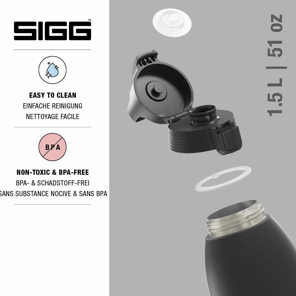 Sigg - Botella de Agua Aislada - Shield Therm Morning Blue - Apta para Bebidas Carbonatadas - A Prueba de Fugas - Apta para Lavavajillas - Libre de BPA - Acero Inoxidable 90% Reciclado - Azul - 1,5L