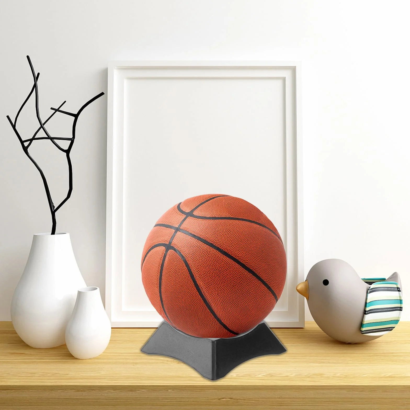 Porta Balones de Plástico Negro 9 Piezas para Exhibición y Almacenamiento de Balones de Fútbol y Baloncesto