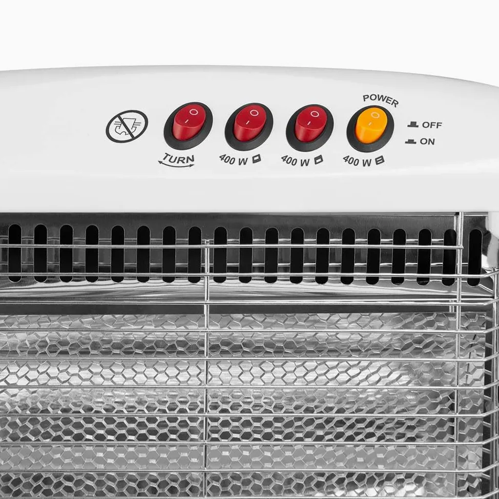 Orbegozo BP 0303 B, Estufa halógena, 3 niveles de potencia, 1200 W, emisión instantánea de calor, antivuelco, asa facil transpoerte, sistema oscilación automática, color blanco