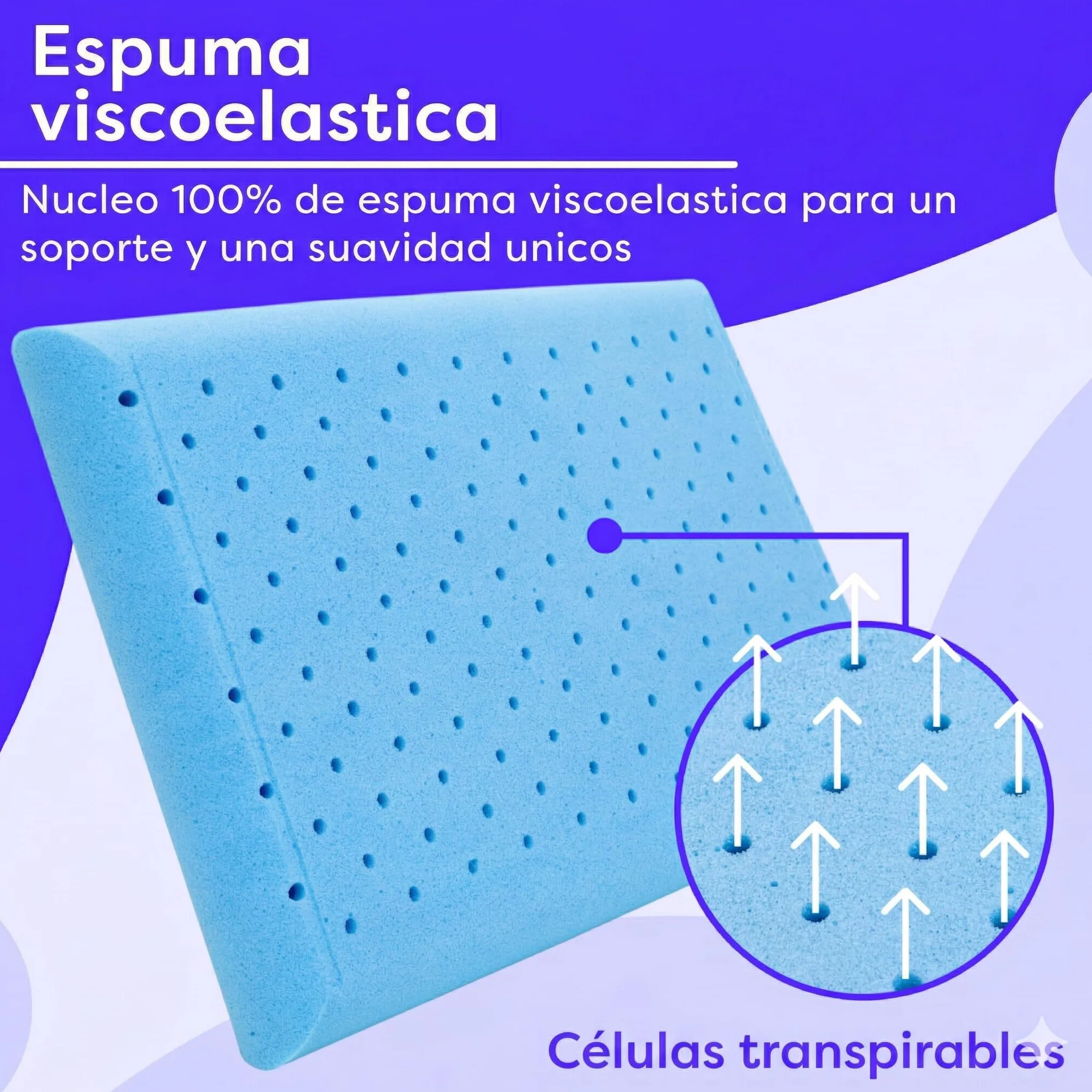 Wolkenfeld Almohada Bebe Espuma Viscoelástica 50x30x5,5 cm Ergonómica Funda Extraíble Aloe Vera Memory Foam Cuna