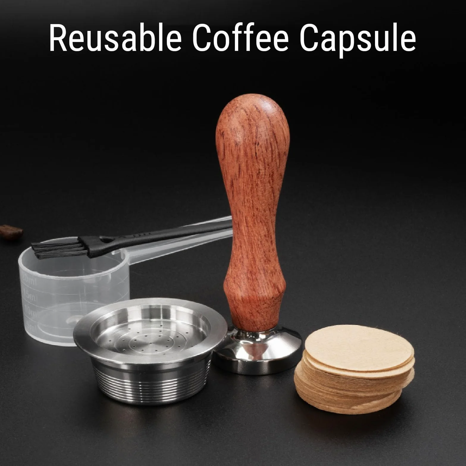 Cápsulas de café Reutilizables, de Acero Inoxidable, Recargables, Compatibles con Cafeteras, con Cepillo y Cuchara