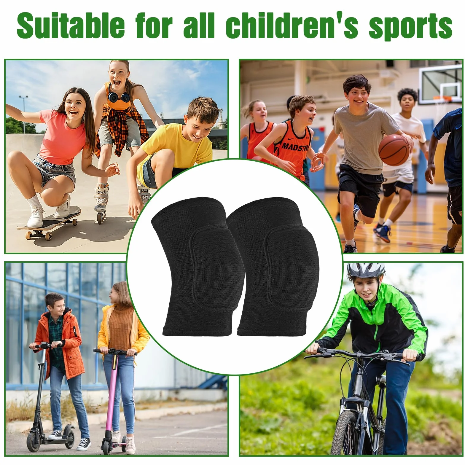 Coderas para niños poliéster suave transpirables protector codos voleibol patinaje ciclismo