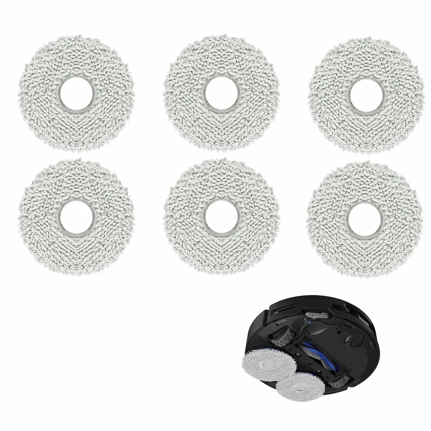 Juego de 6 Paños de Repuesto, Mopa Almohadillas compatibles con Xiaomi X20, Dreame L10s Pro Ultra Heat/X40 Ultra Complete/L10s Pro Gen 2/L20 Ultra/L10s Ultra/L10s Plus/L10 Prime, Microfibra Lavable