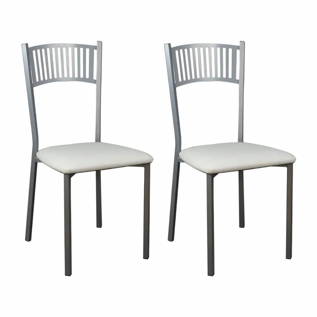 SHIITO | Pack de 2 Sillas de Cocina | Asientos de Polipiel Blanco | Modelo Sochi