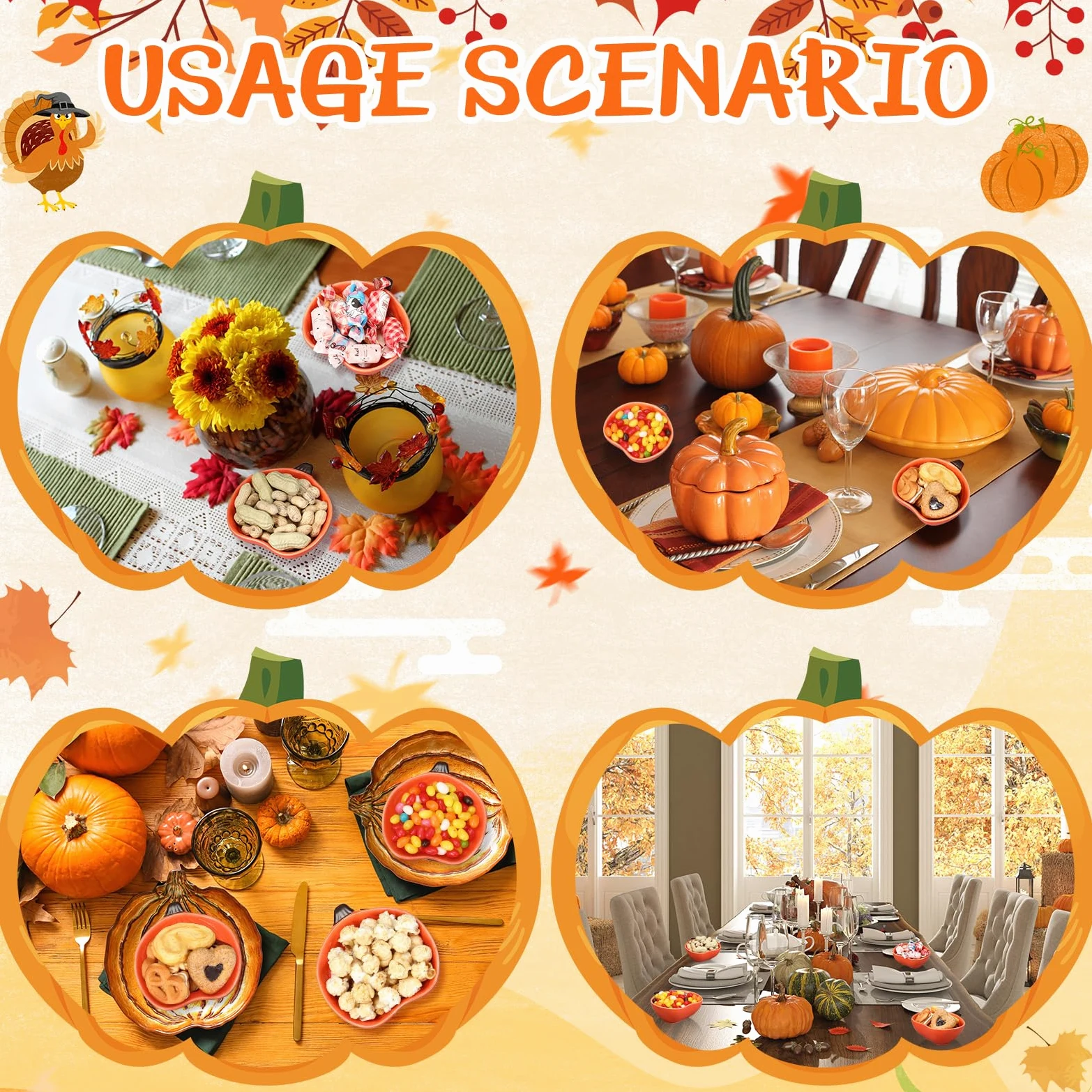 12 ramequines de otoño de 6 onzas, aptos para horno, ramequines de cerámica de calabaza, platos pequeños para crema, plato para hornear calabaza, platos de cuenco con forma de calabaza para cocina,