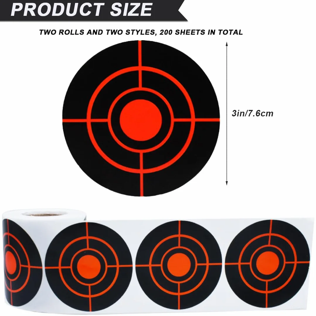 Splatter Target Stickers 200 Pcs, 3 Inch Reactive Air Gun Targets, Yellow Red