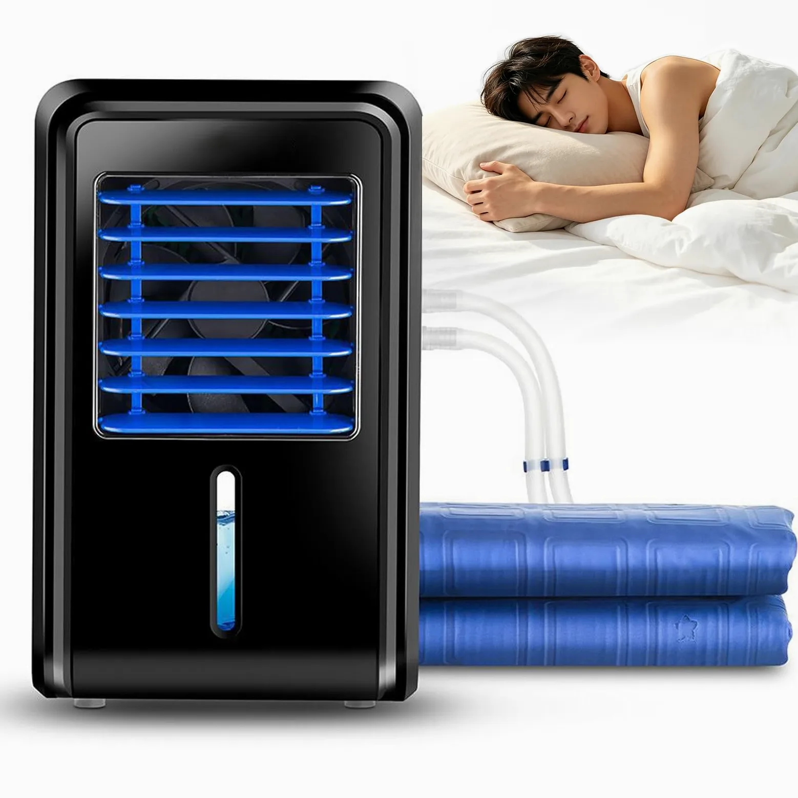 Colchón con Almohadilla de Enfriamiento por Circulación de Agua para Casa | Almohadilla de enfriamiento para tanque de 2,5L, 8-10℃ más baja, control remoto, temporizador de 1-12h(1.6m*1.4m)