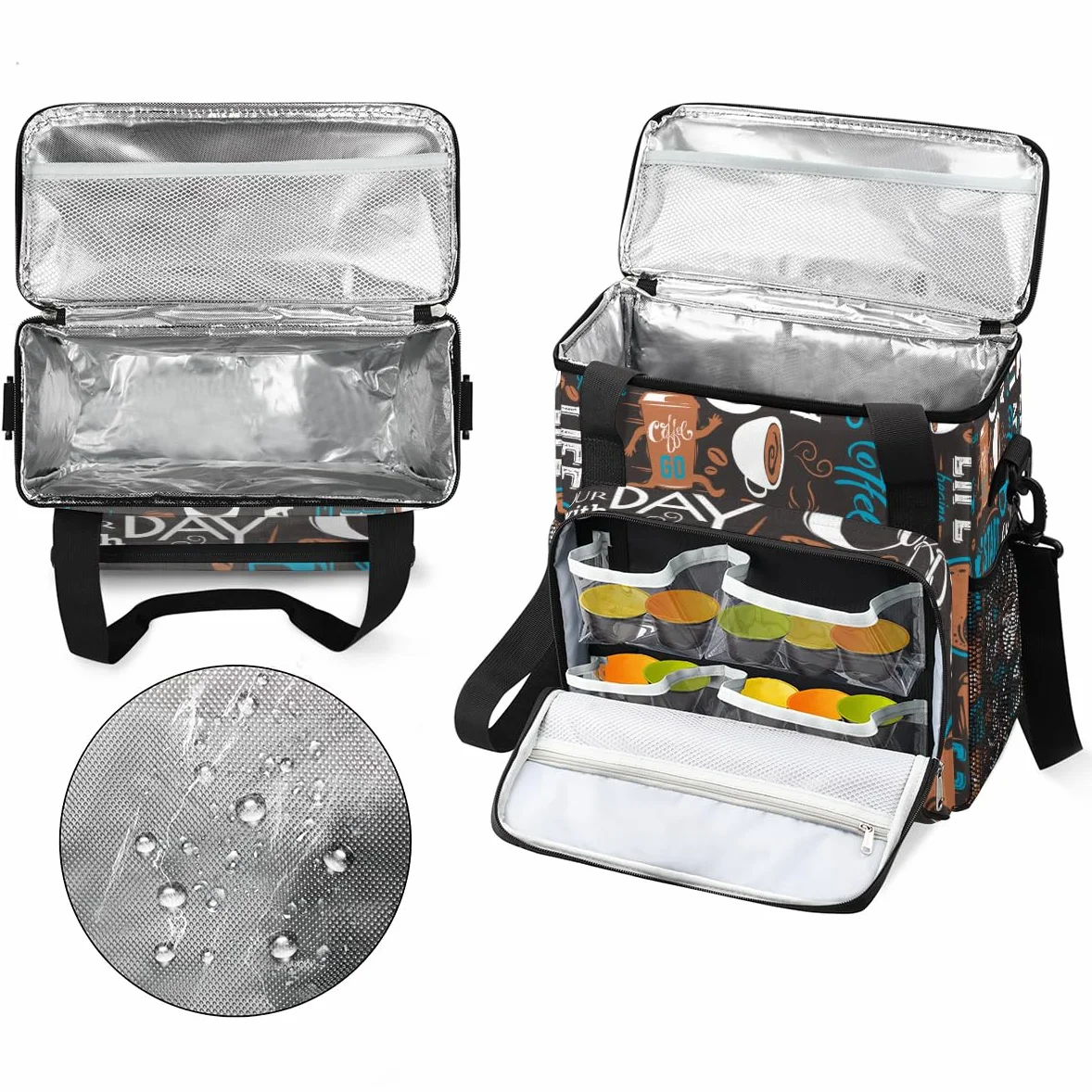 Blue Coffee Cafe - Bolsa de transporte para cafetera, bolsa de transporte de viaje, compatible con Keurig K-Mini o K-Mini Plus, funda portátil de una sola porción con bolsillos para cápsulas K-cup