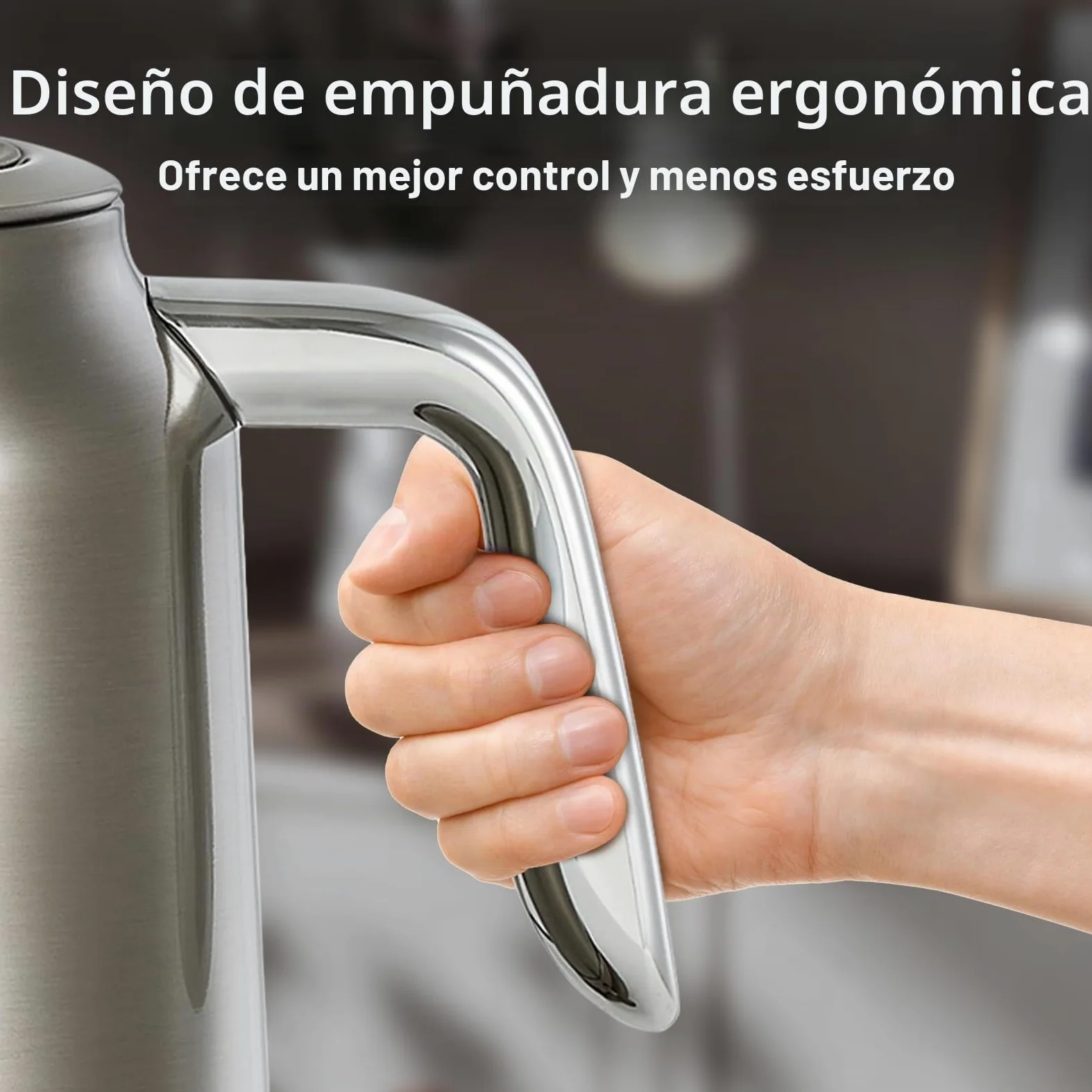 DmofwHi Hervidor de Agua Eléctrico de 1,7 Litros - Tetera Electrica con Termómetro e Indicador de Temperatura - Apagado Auto & Protección Ebullición Seca - Para Café, Té y Familia (Cromo)