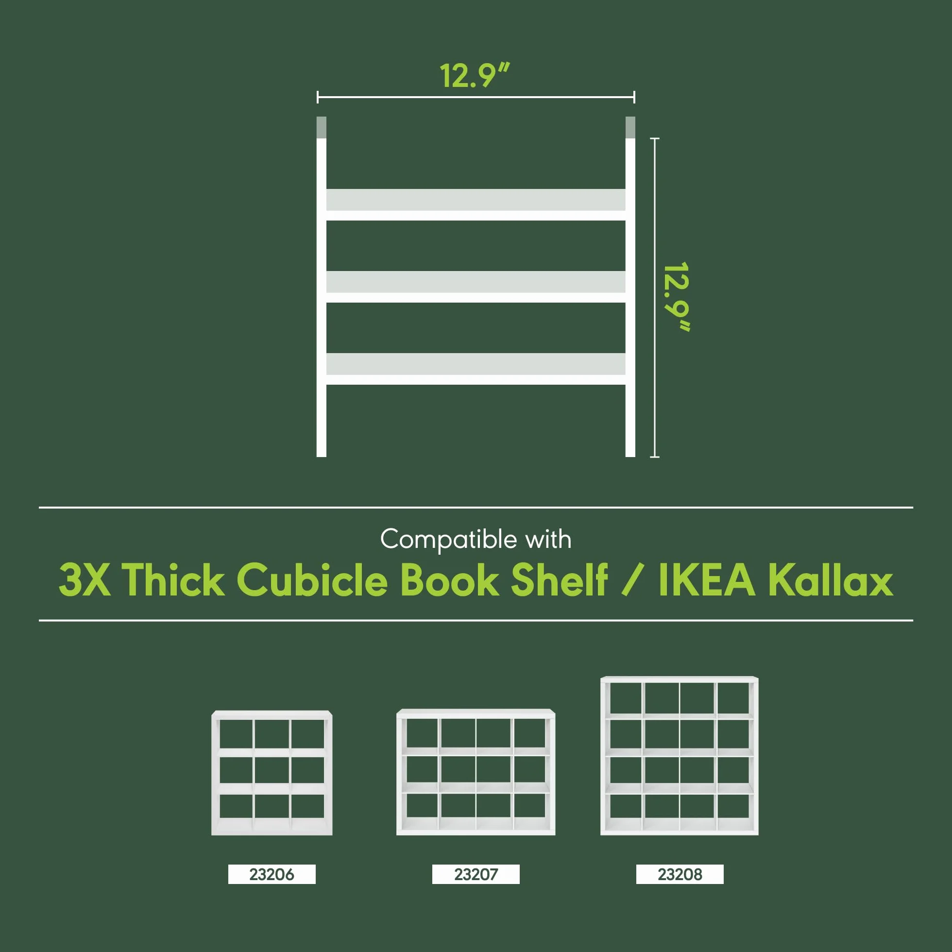 Furinno Cubicle Inserto para Cubo, Organizador de Cubos de 3 estantes, Accesorio de repisa de 3 Niveles, Compatible con Furinno Triple Thick Cubes y IKEA Kallax, Blanco